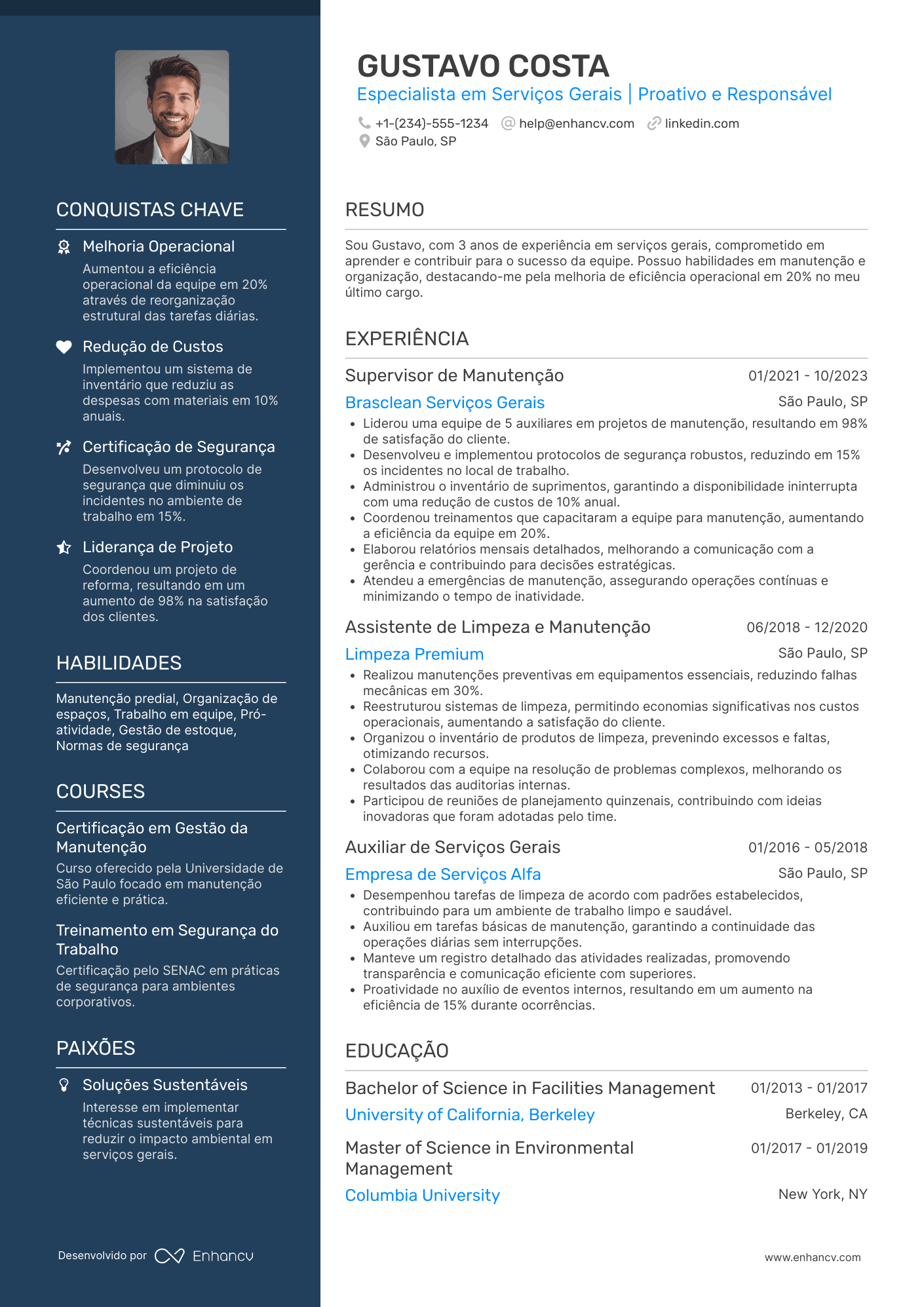 Primeiro Emprego em Serviços Gerais Resume Example