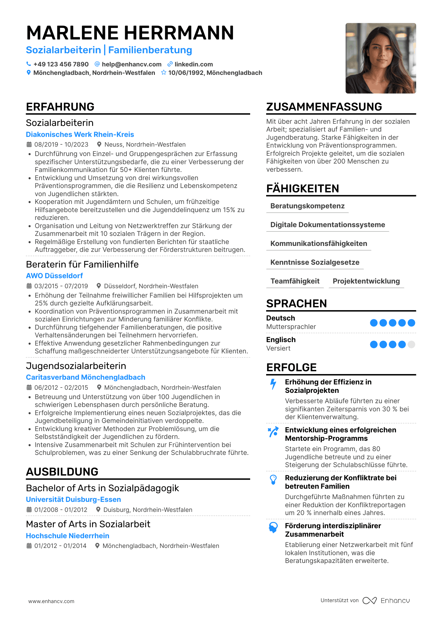 Lebenslauf als Sozialarbeiter in der Beratungsstelle Resume Example