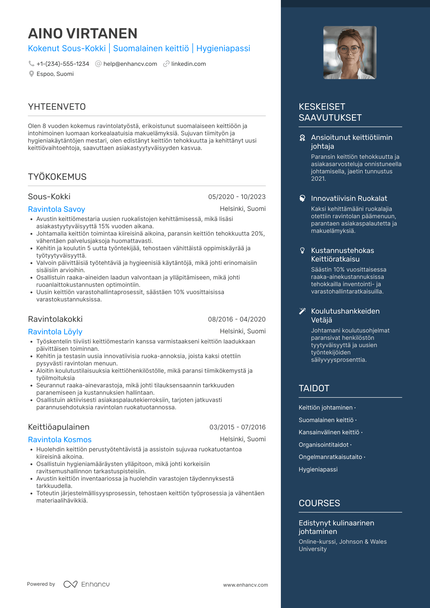 Ansioluettelo Sous Kokki Resume Example