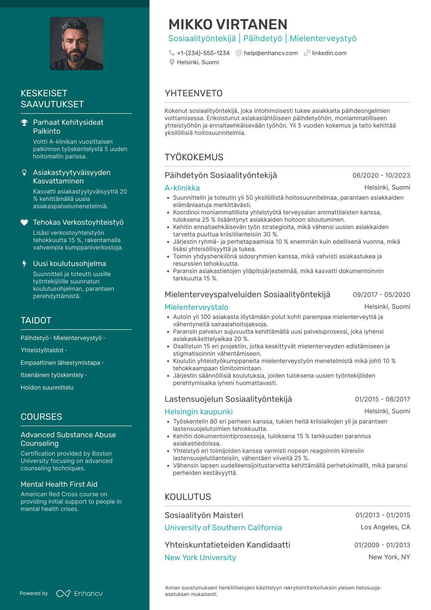 Ansioluettelo Päihdetyön sosiaalityöntekijä Resume Example