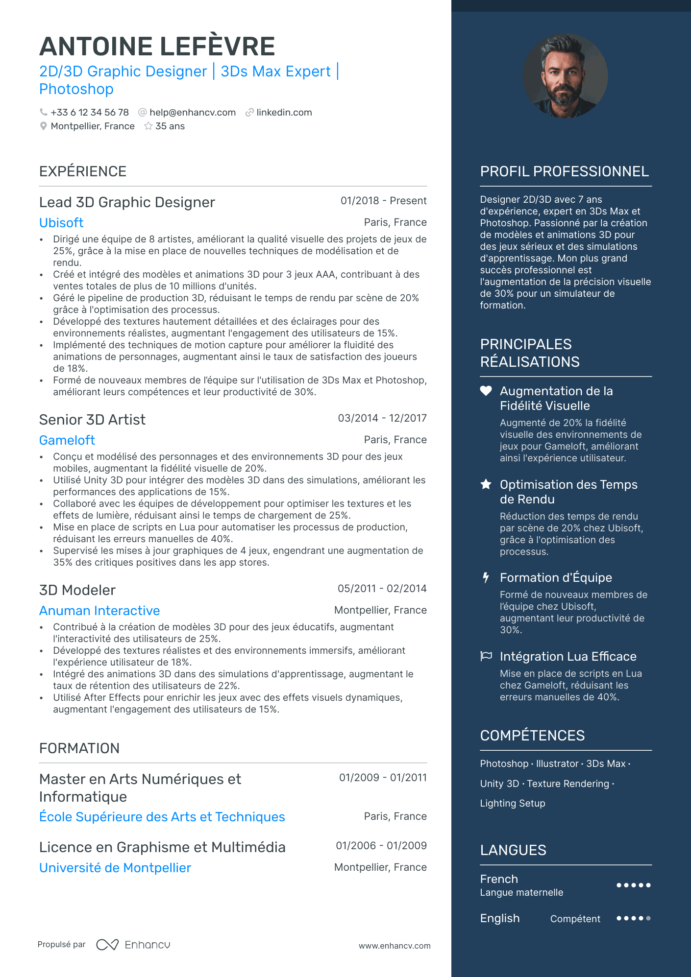 Graphiste 3D Resume Example