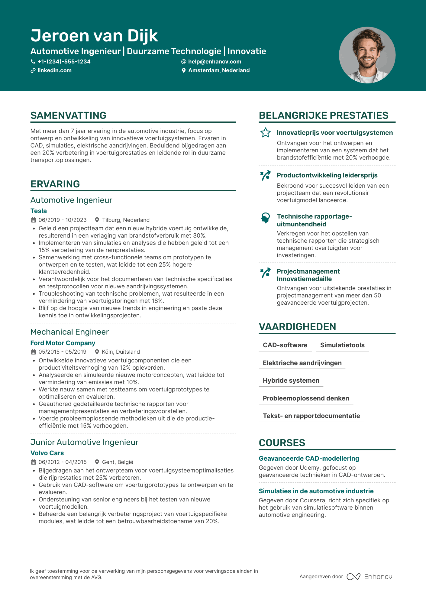 CV voor Automotive ingenieur Resume Example