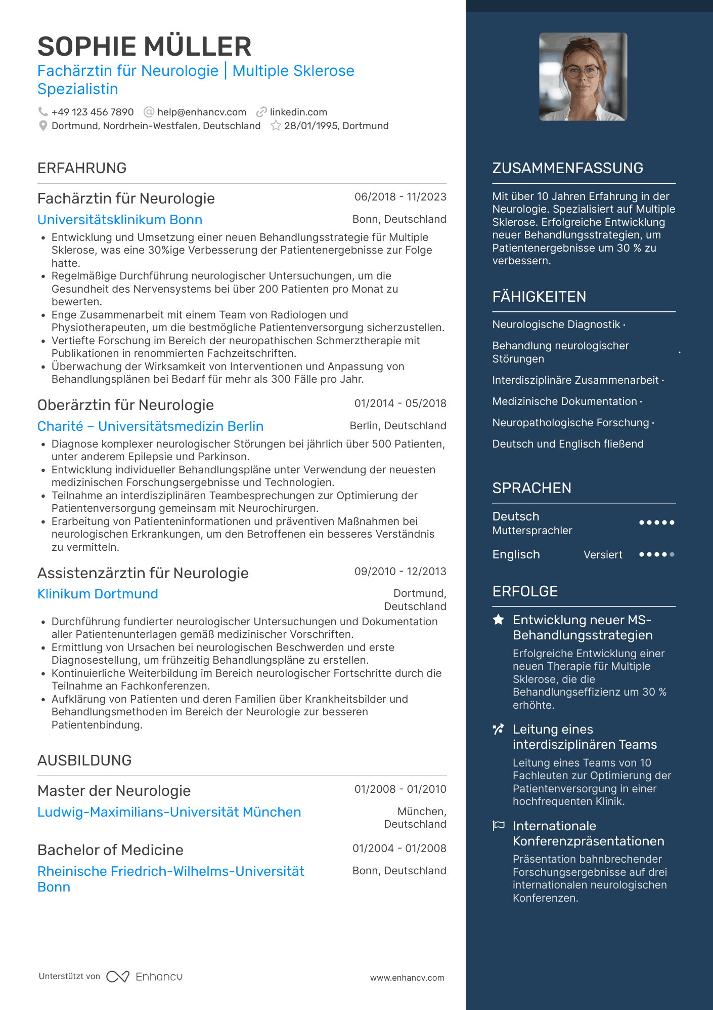 Lebenslauf als Arzt für Neurologie Resume Example