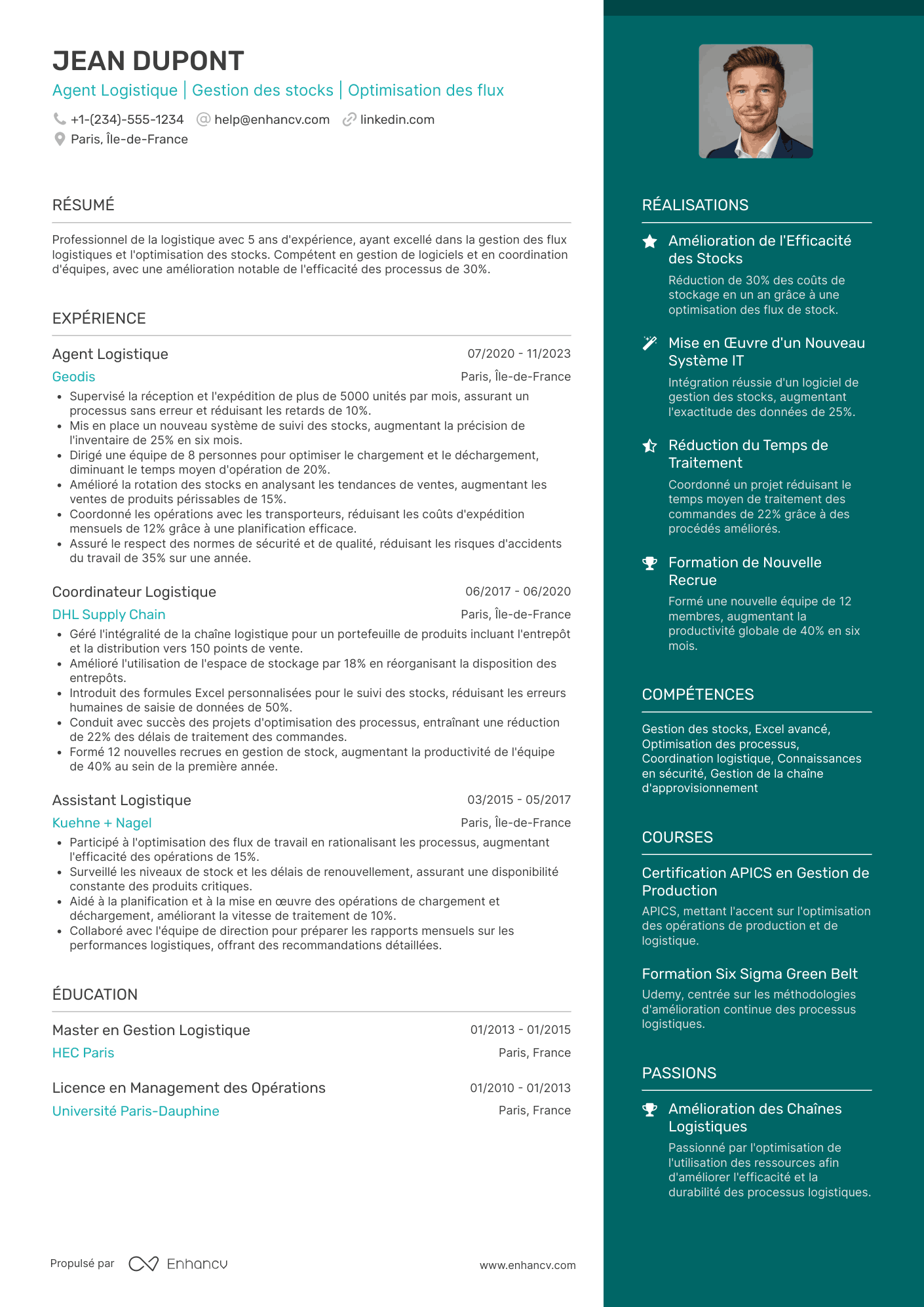 CV d’agent logistique Resume Example