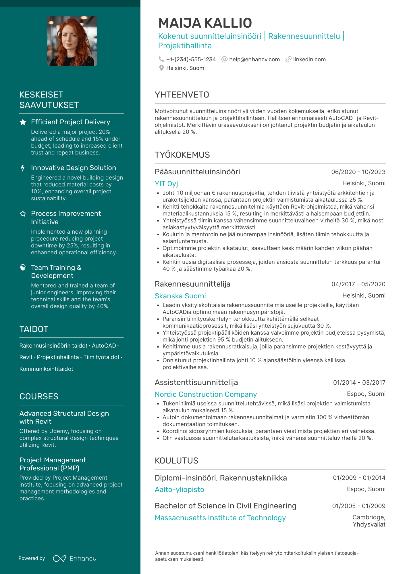 Ansioluettelo Suunnitteluinsinööri Rakennus Resume Example