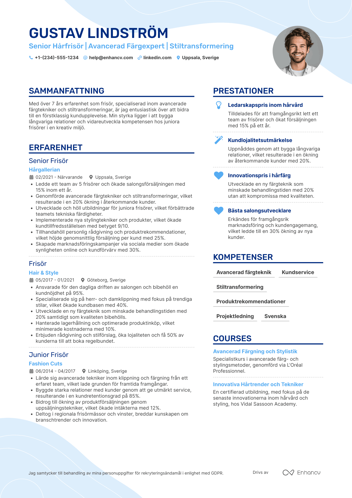 CV för Senior Hårfrisör Resume Example