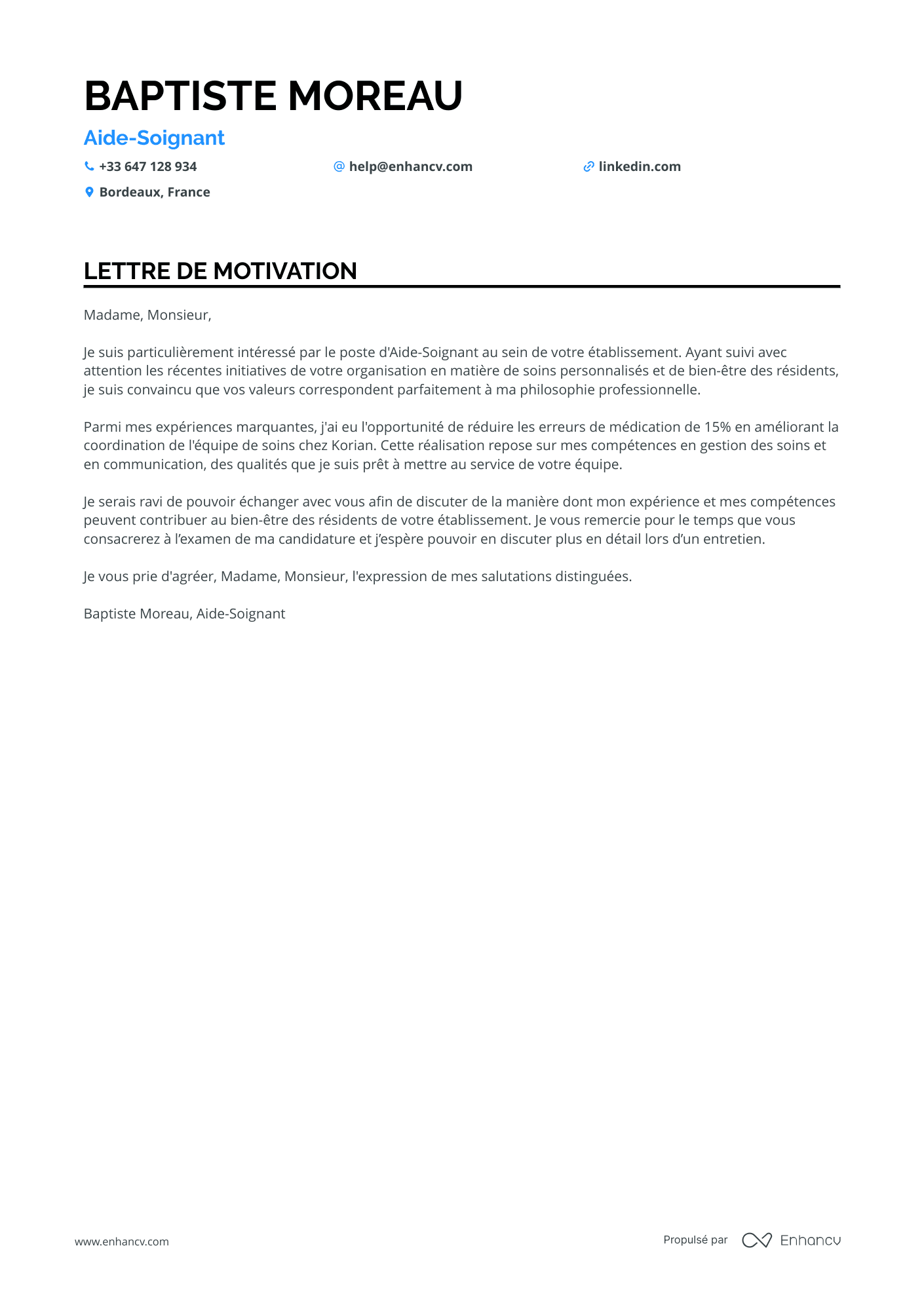 Aide Soignante Expérimentée Resume Example