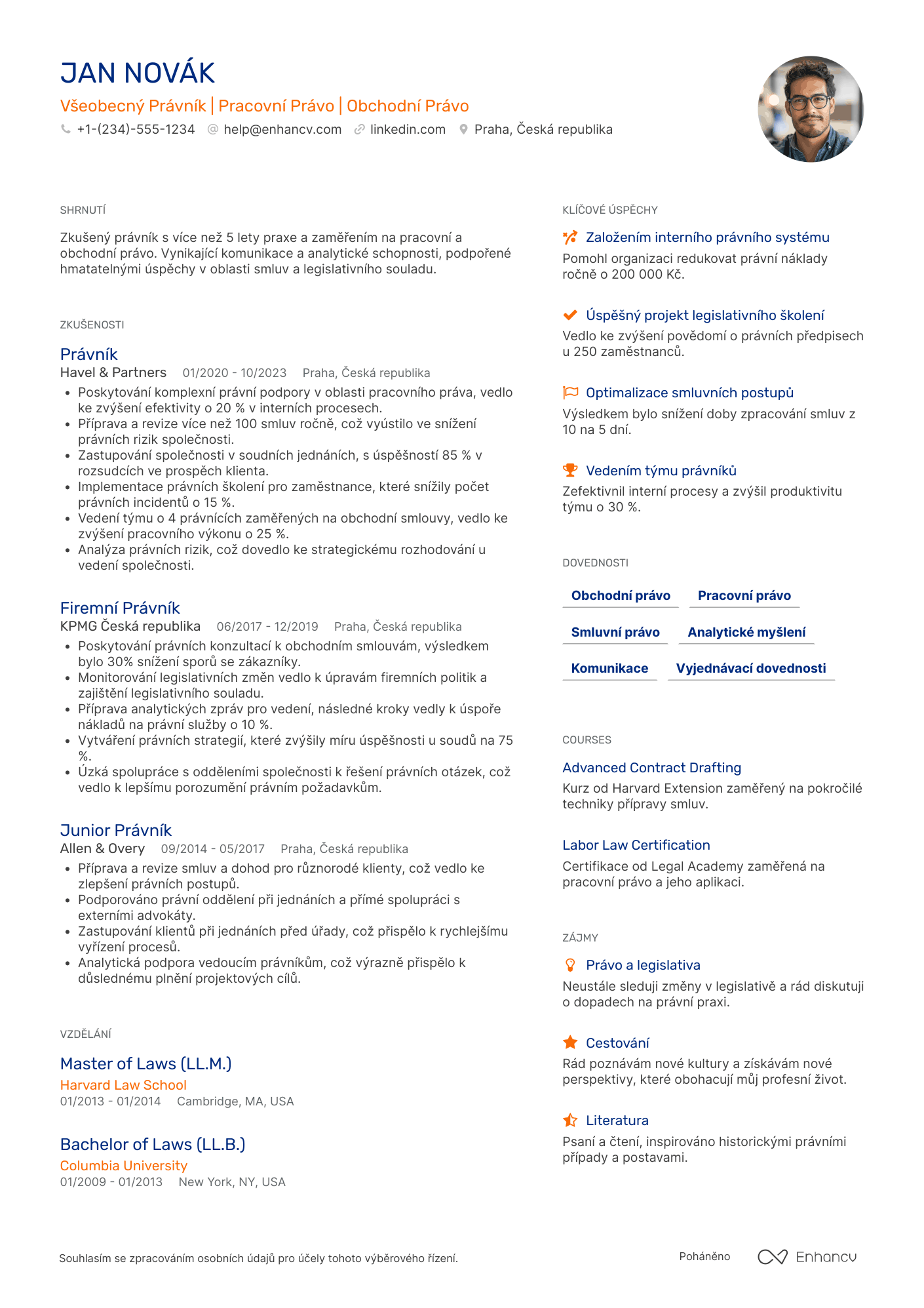 Životopis pro Všeobecný Právník Resume Example