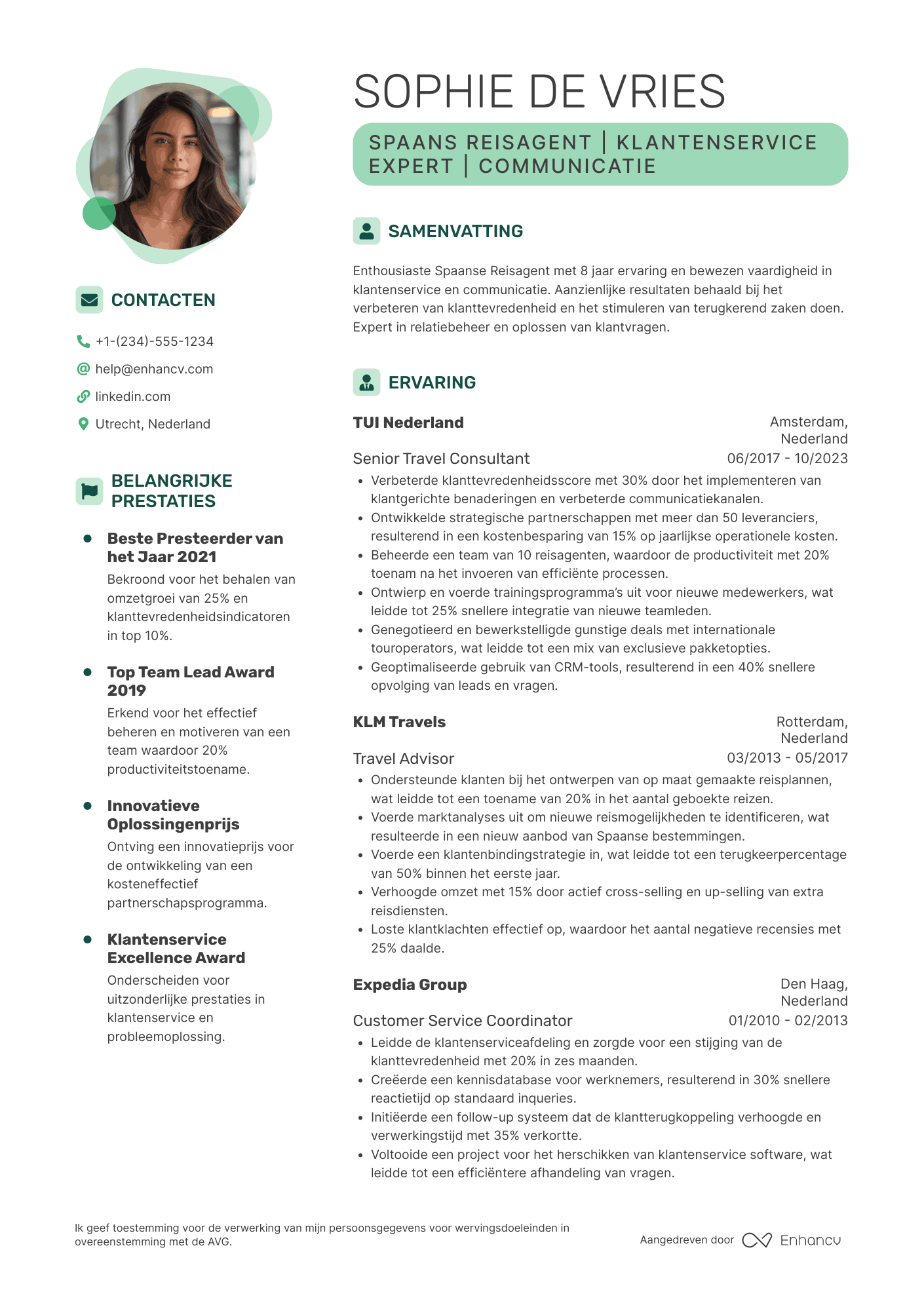 CV voor Spaans Reisagent Resume Example