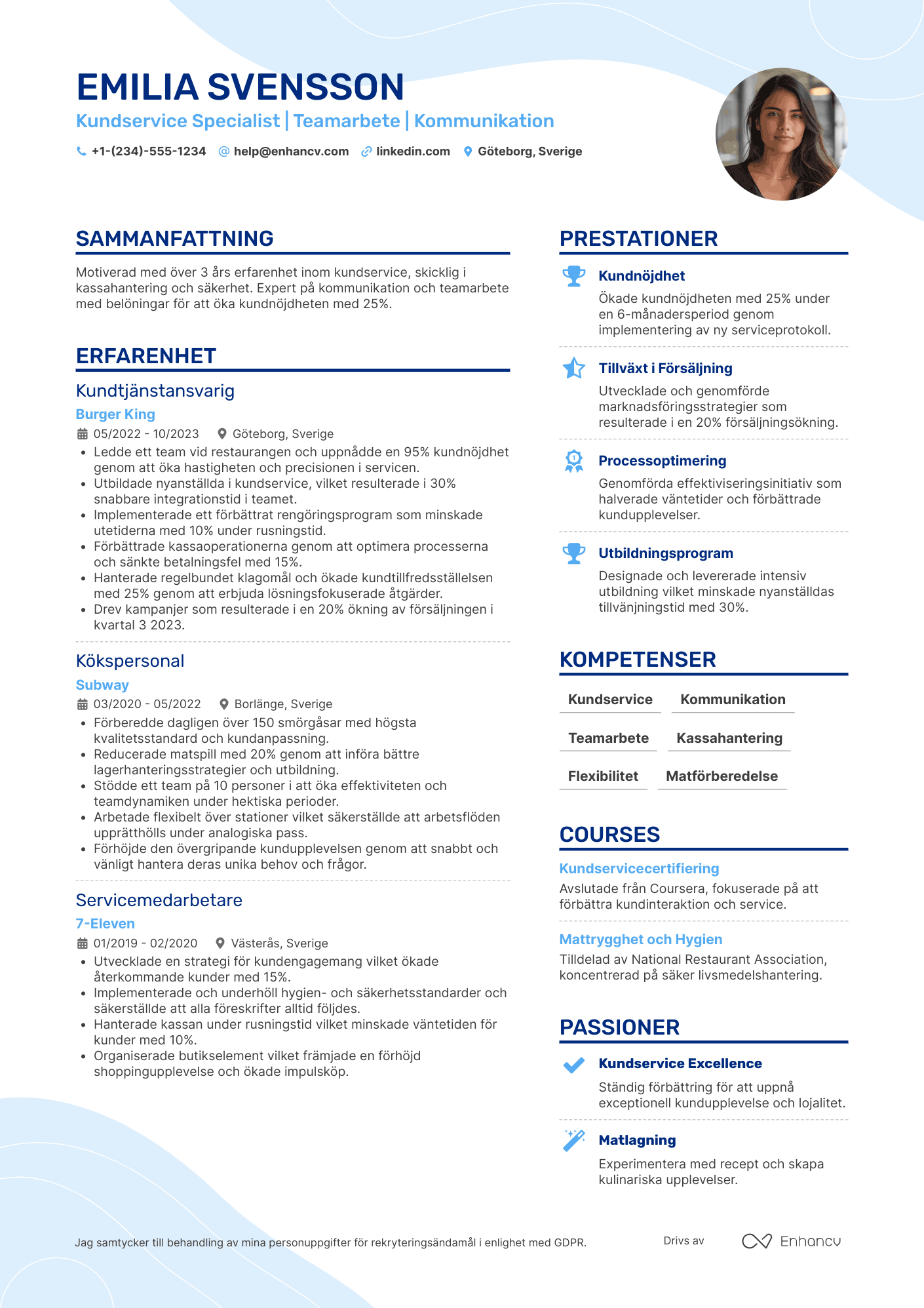CV för McDonald's Besättningsmedlem Resume Example