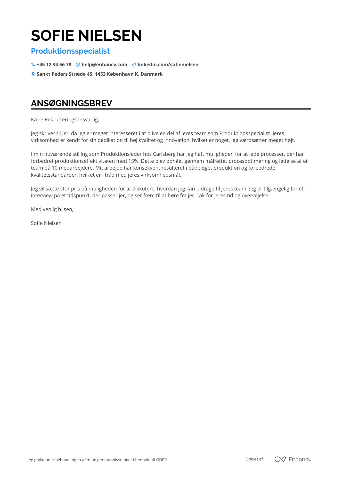 Ansøgningsbrev til Samlebåndsarbejder Resume Example