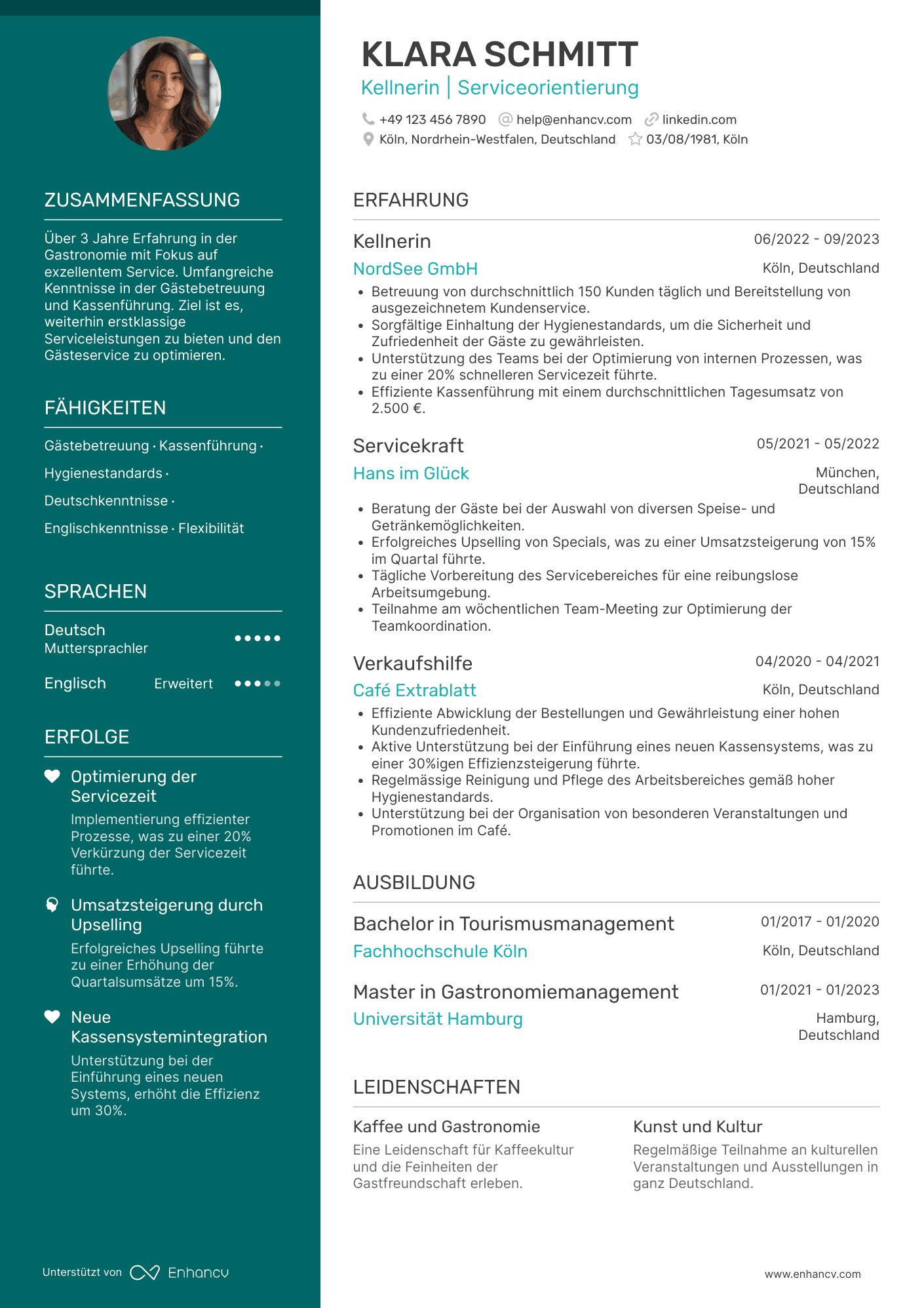 Lebenslauf als Teilzeit Kellner Resume Example