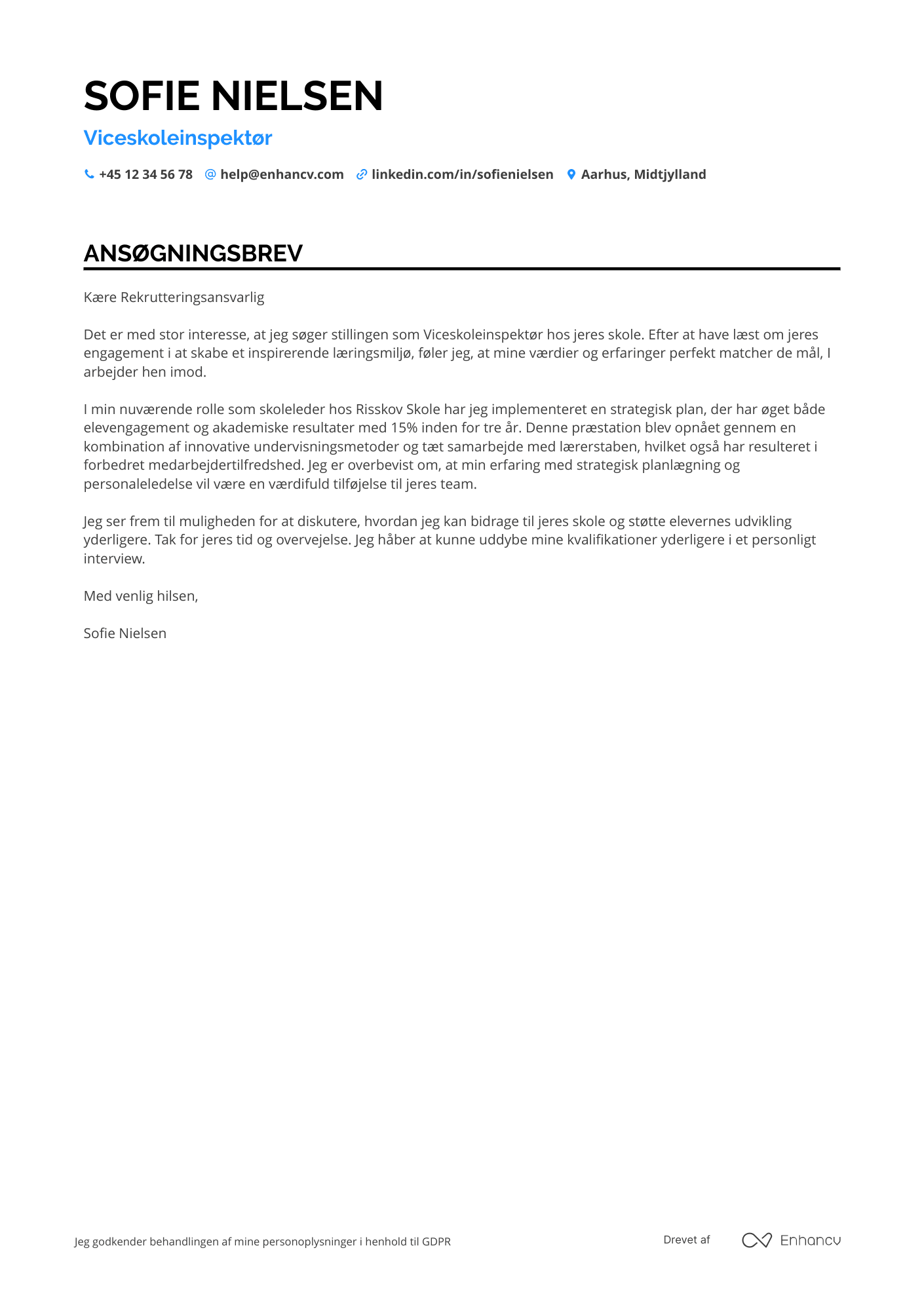 Ansøgningsbrev til Viceskoleinspektør Resume Example