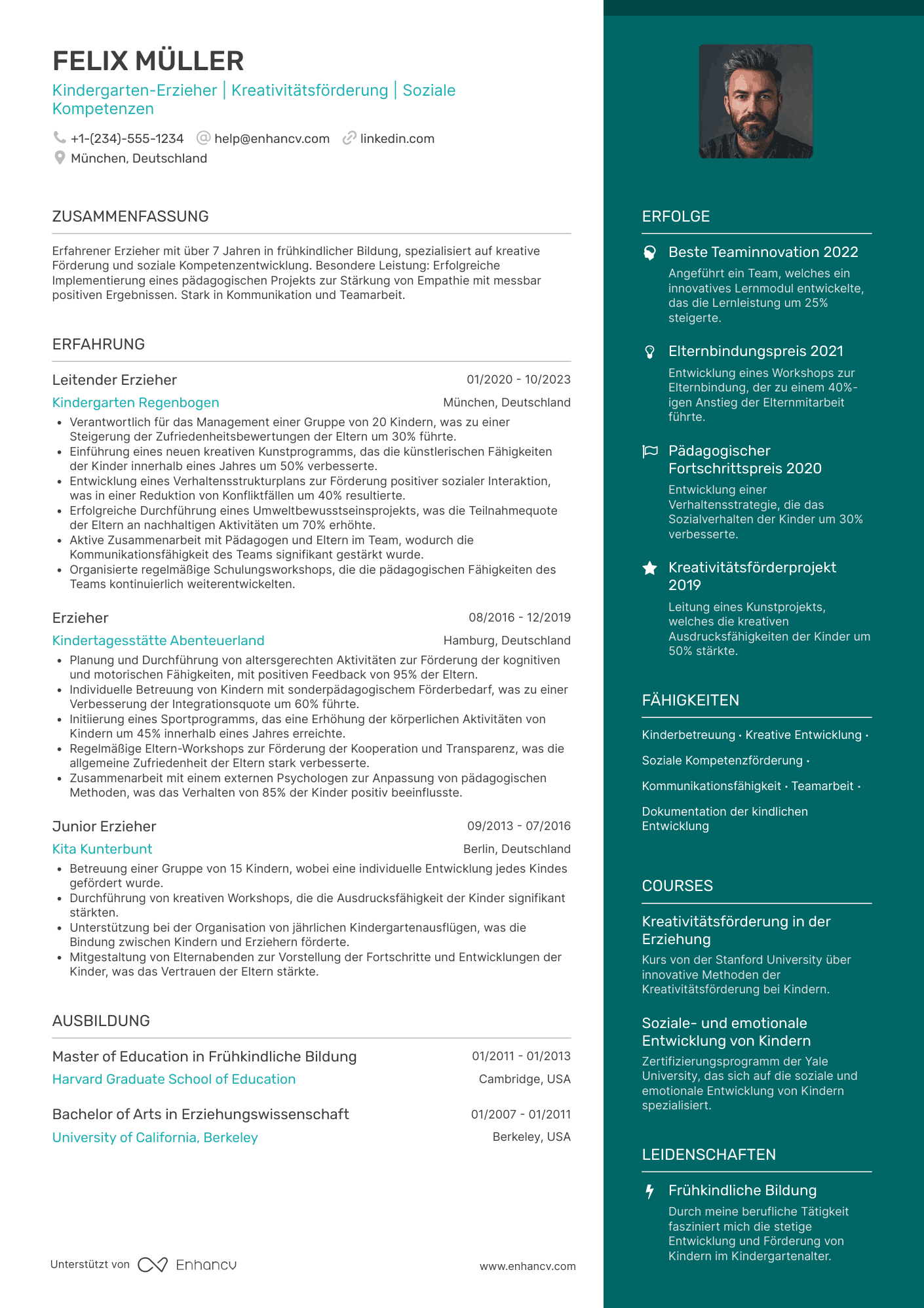 Lebenslauf für Kindergarten Erzieherin Resume Example