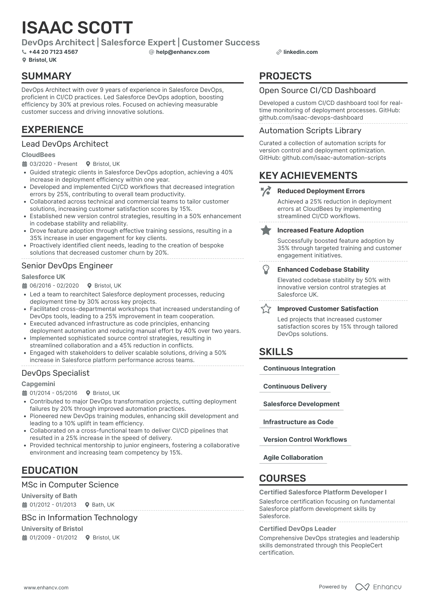 Devops Architect Resume Example