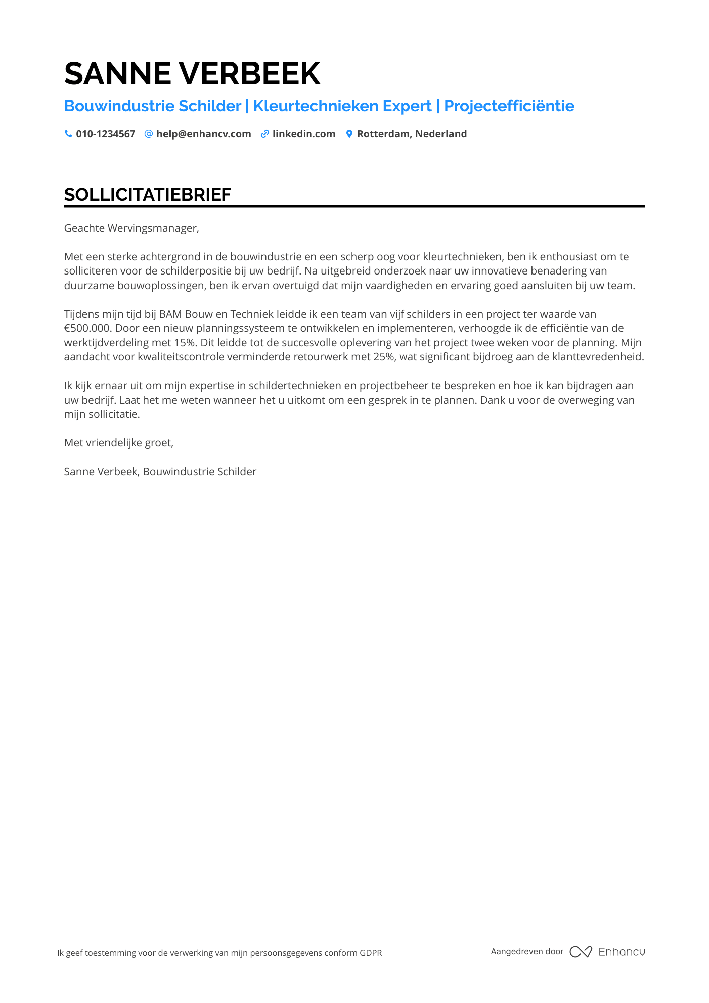 Sollicitatiebrief voor Bouwindustrie Schilder Resume Example
