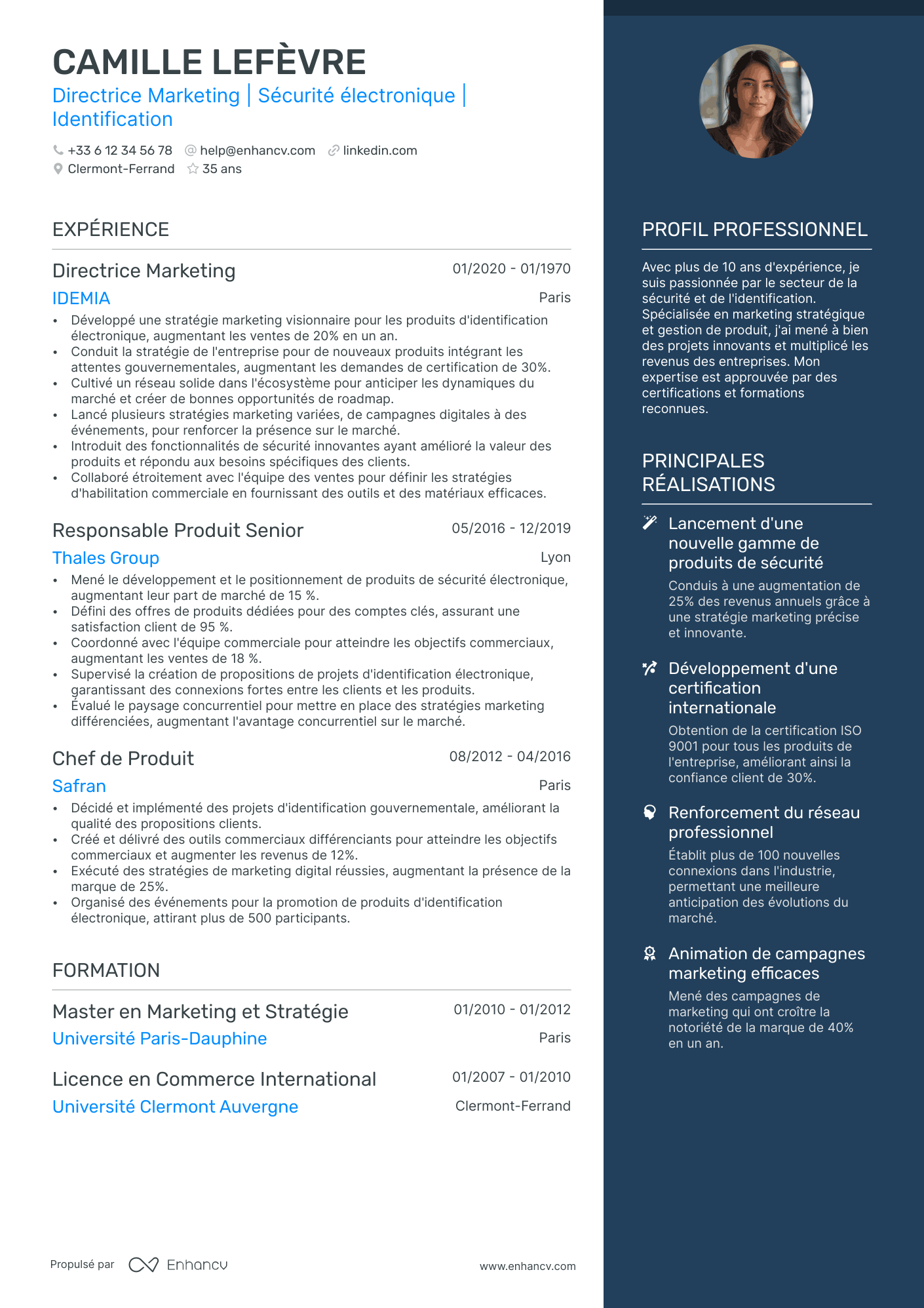 Directeur Marketing Senior Resume Example