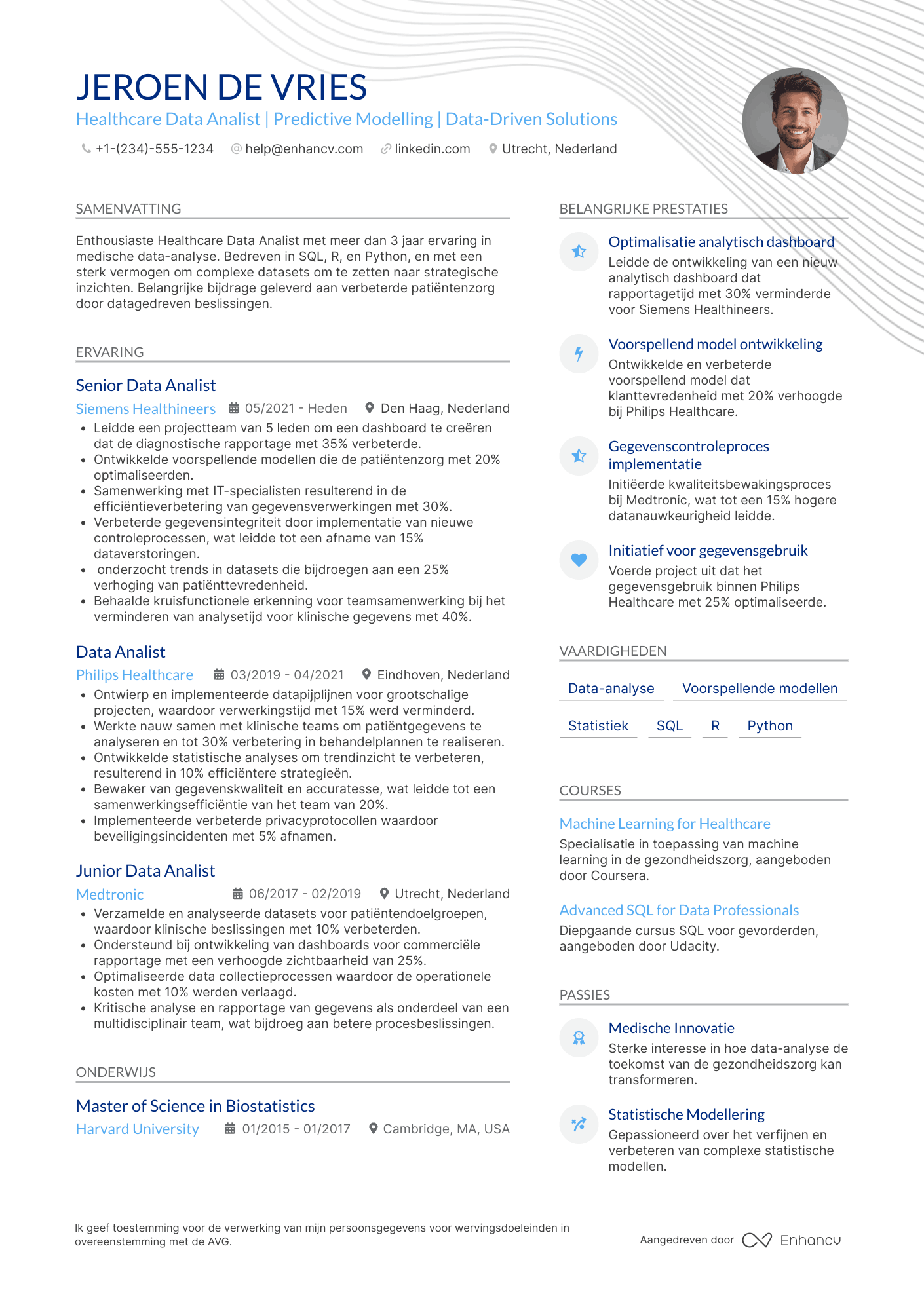 CV voor Healthcare Data Analist Resume Example
