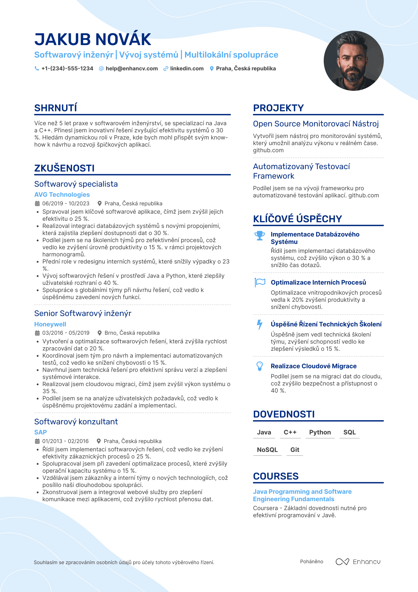 Životopis pro Softwarový inženýr Resume Example