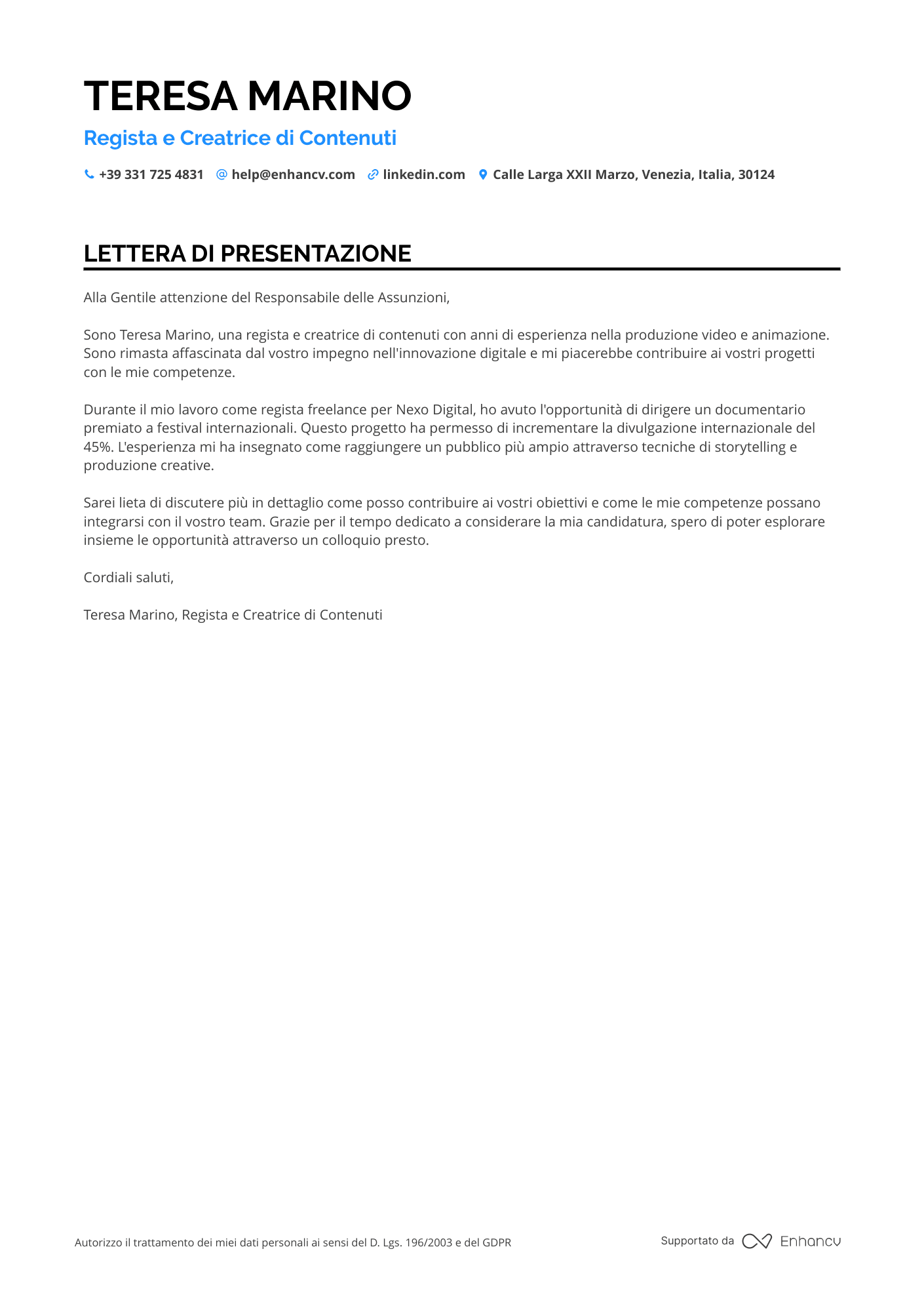 Attore di Motion Capture Resume Example