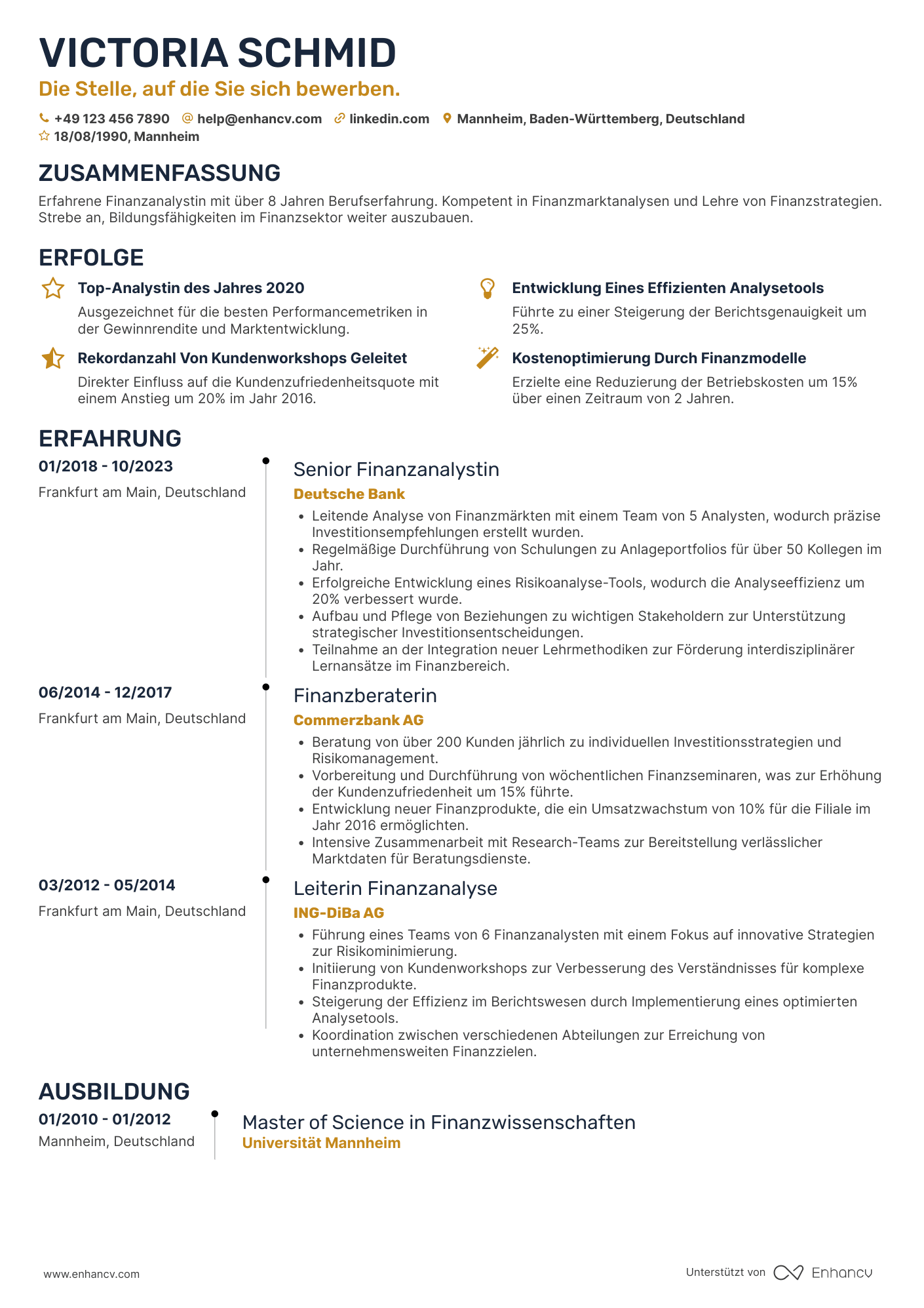Lebenslauf in Lehrer im Finanzsektor Resume Example