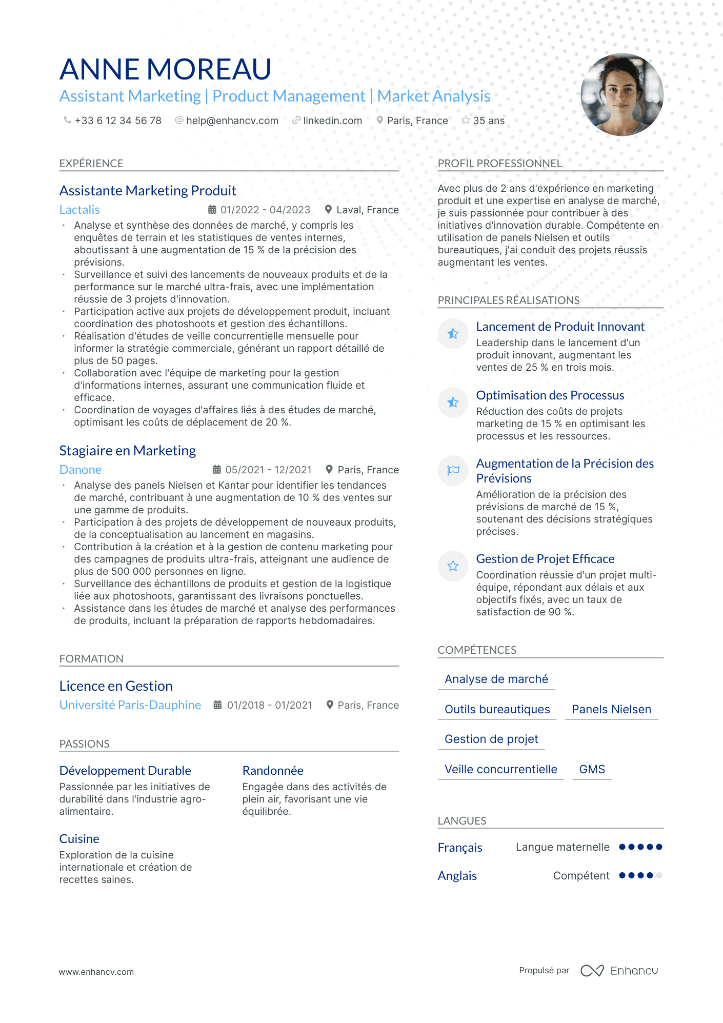 Assistant Marketing Junior Resume Example