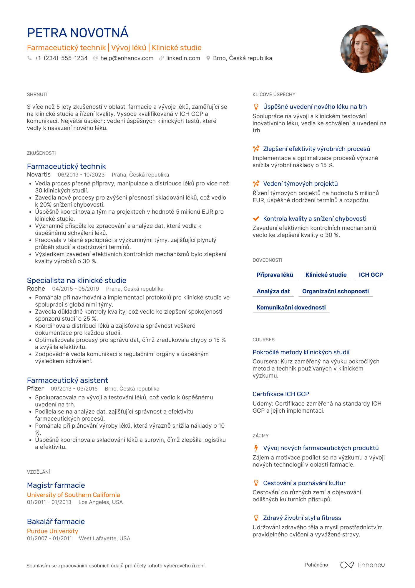 Životopis pro Farmaceutický technik pro klinické studie Resume Example