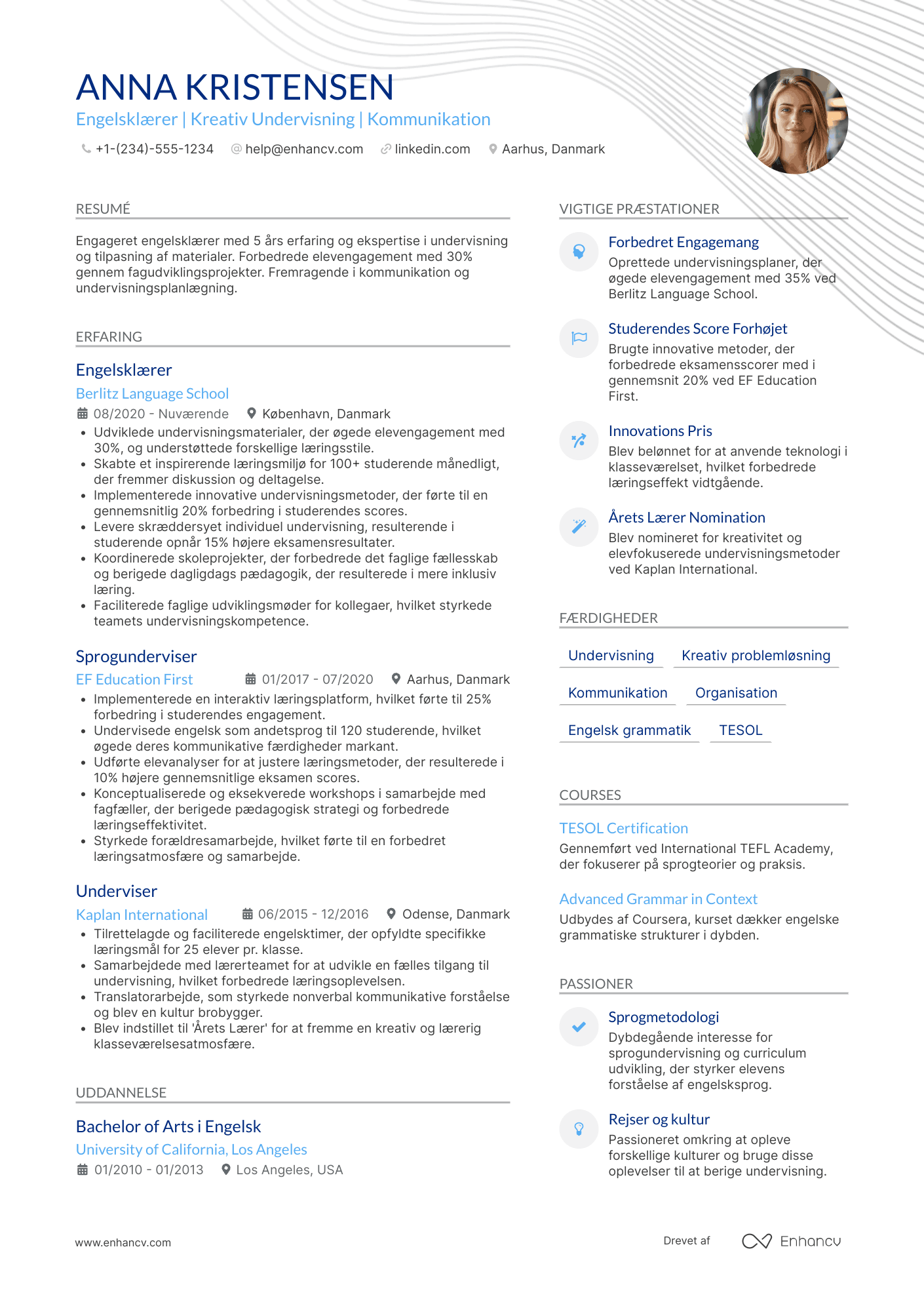 CV til Engelsklærer Resume Example