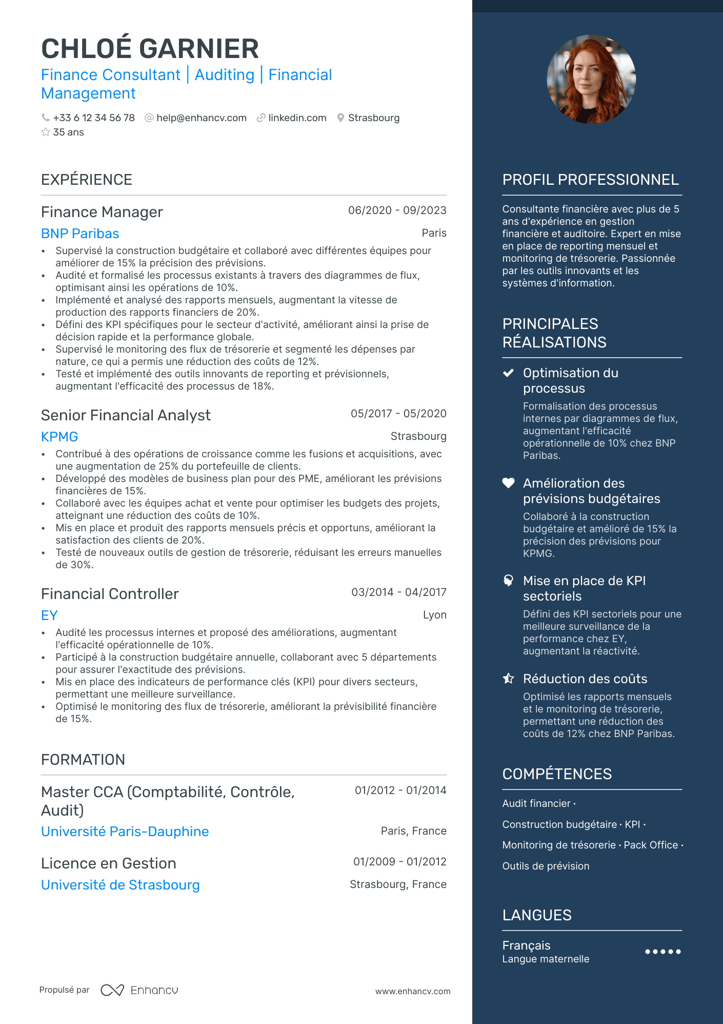 Consultant en Finance Resume Example