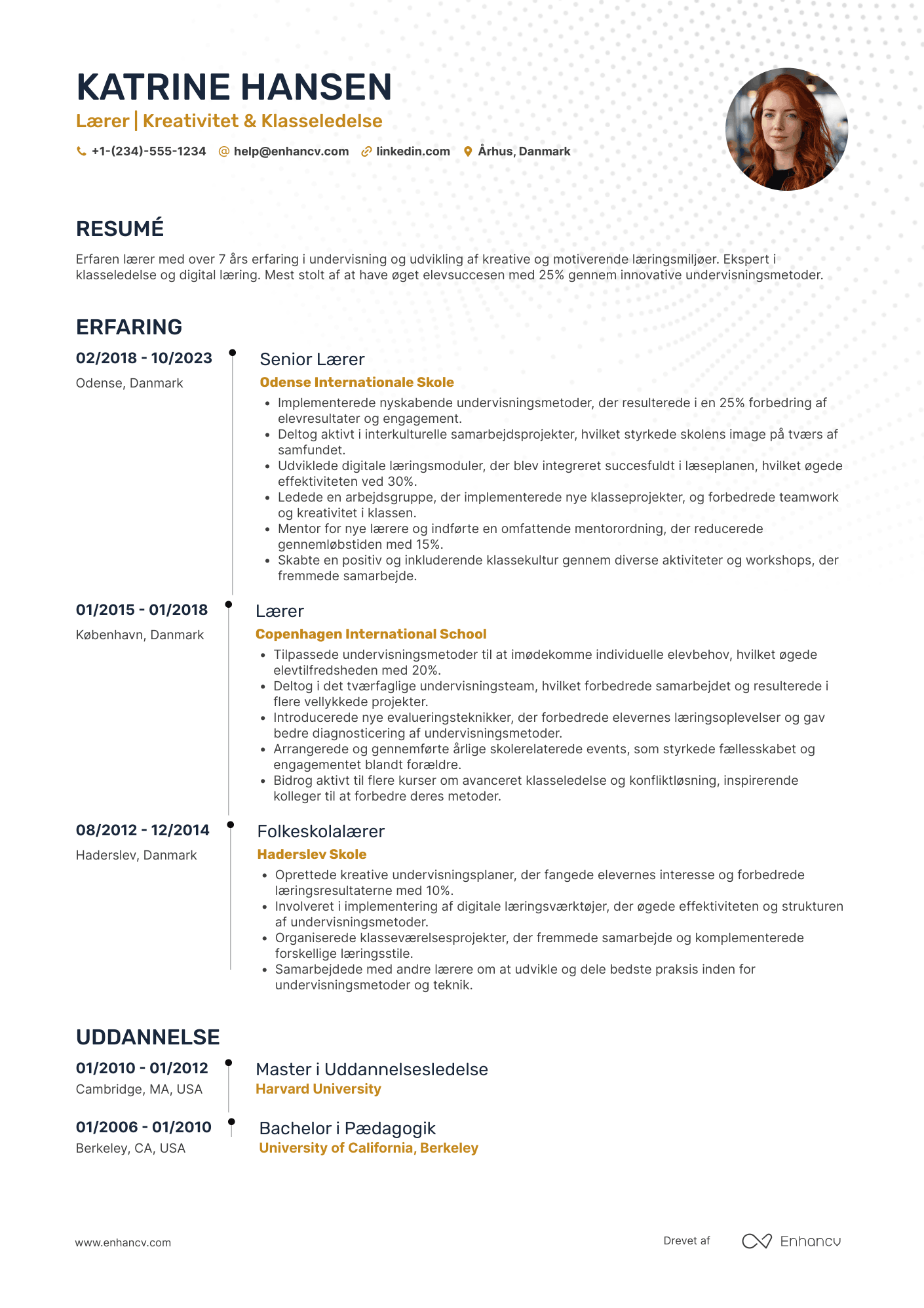 CV til Erfaren lærer Resume Example