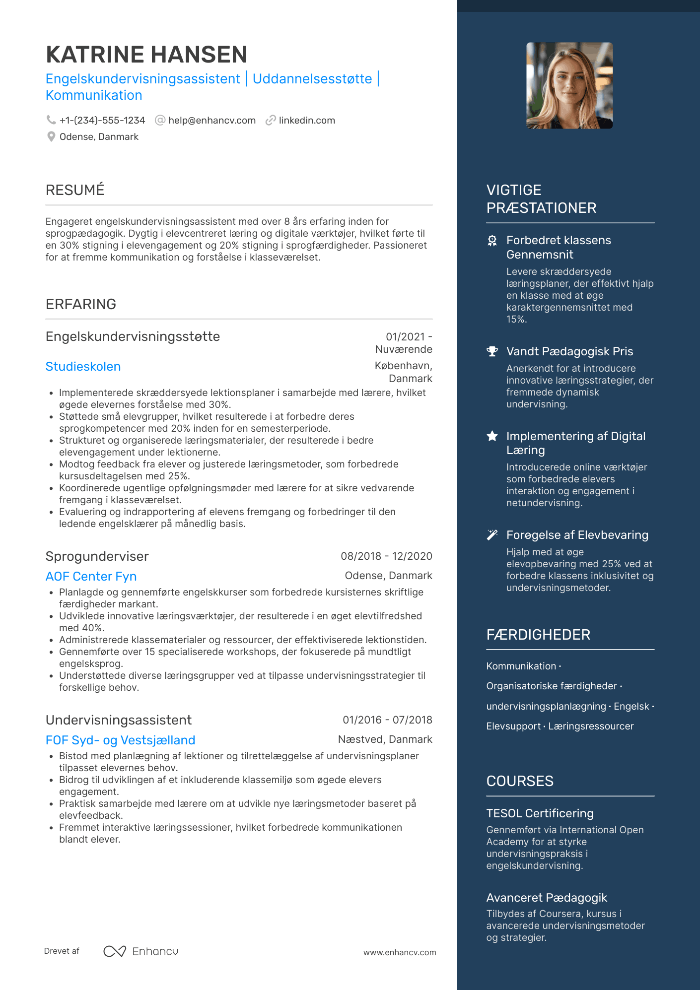 CV til Engelsk undervisningsassistent Resume Example
