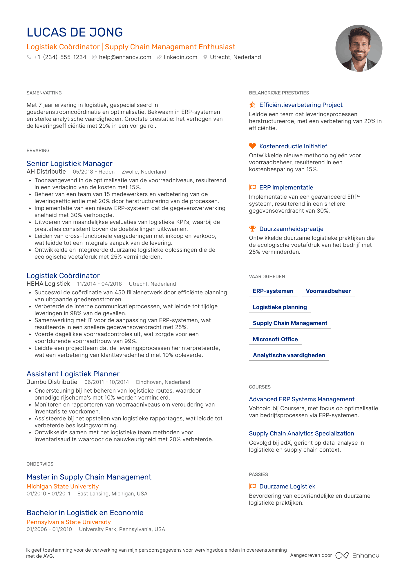 CV voor Lidl Logistics Coordinator Resume Example