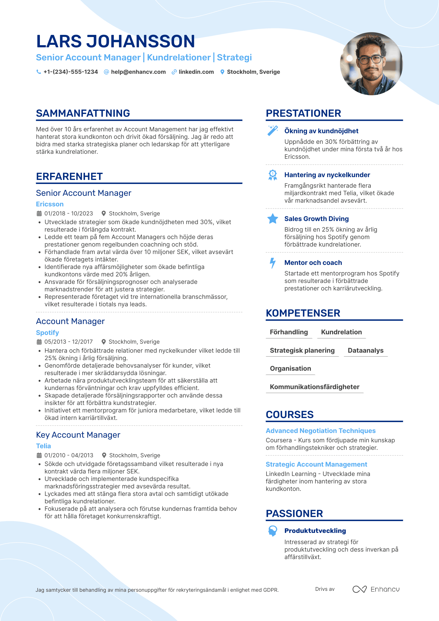 CV för Senior Account Manager Resume Example