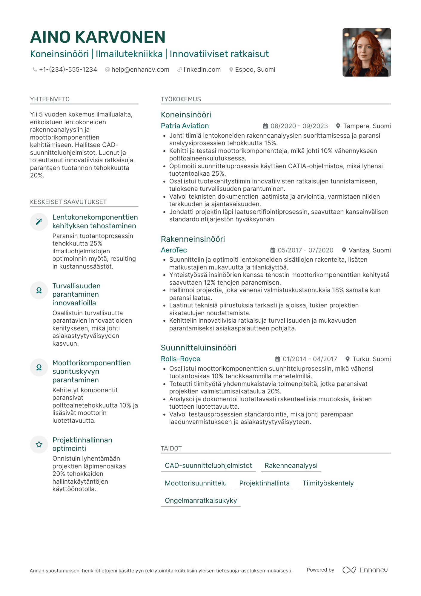 Ansioluettelo Koneinsinööri Ilmailu Resume Example