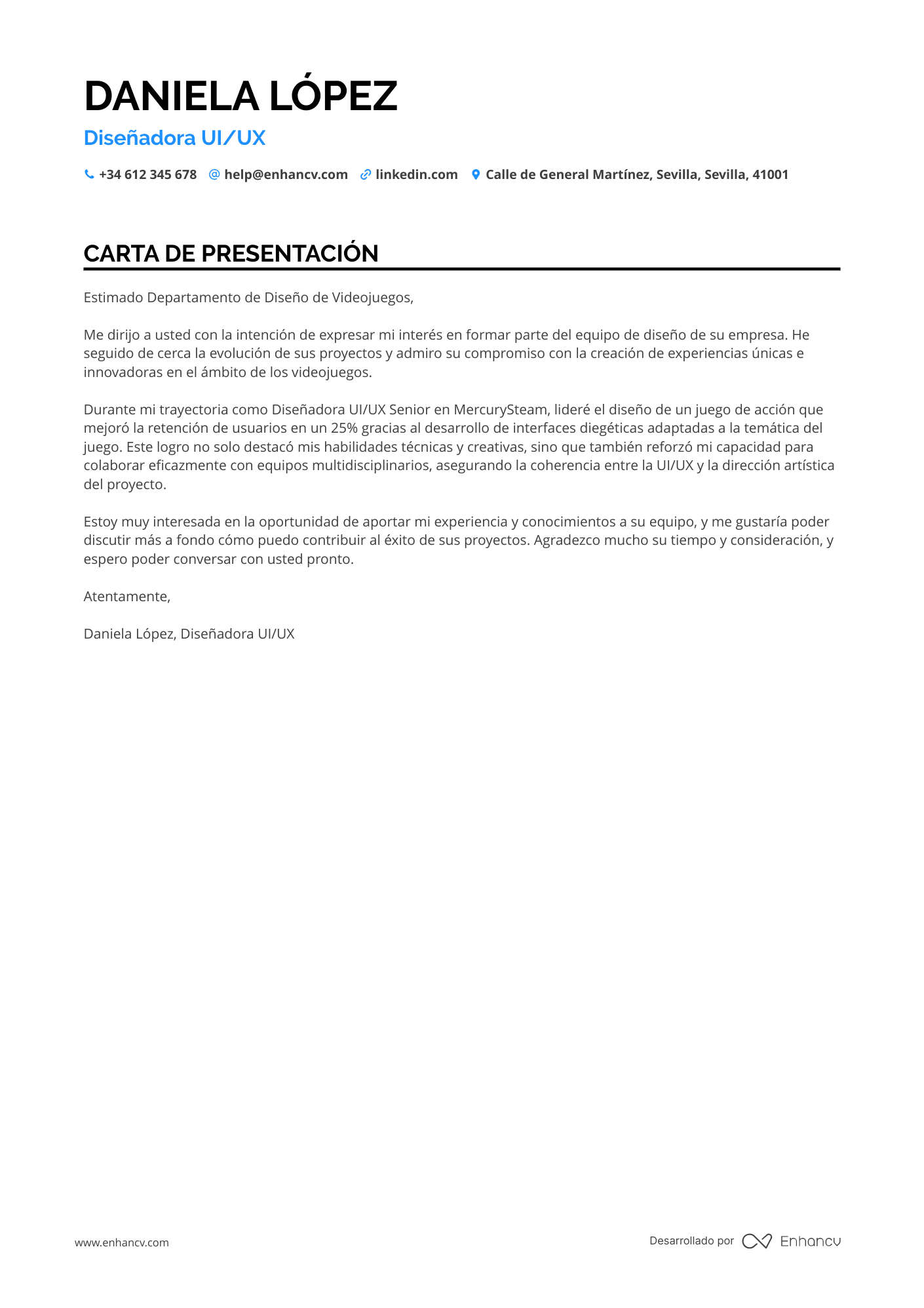 Programador de Videojuegos Resume Example