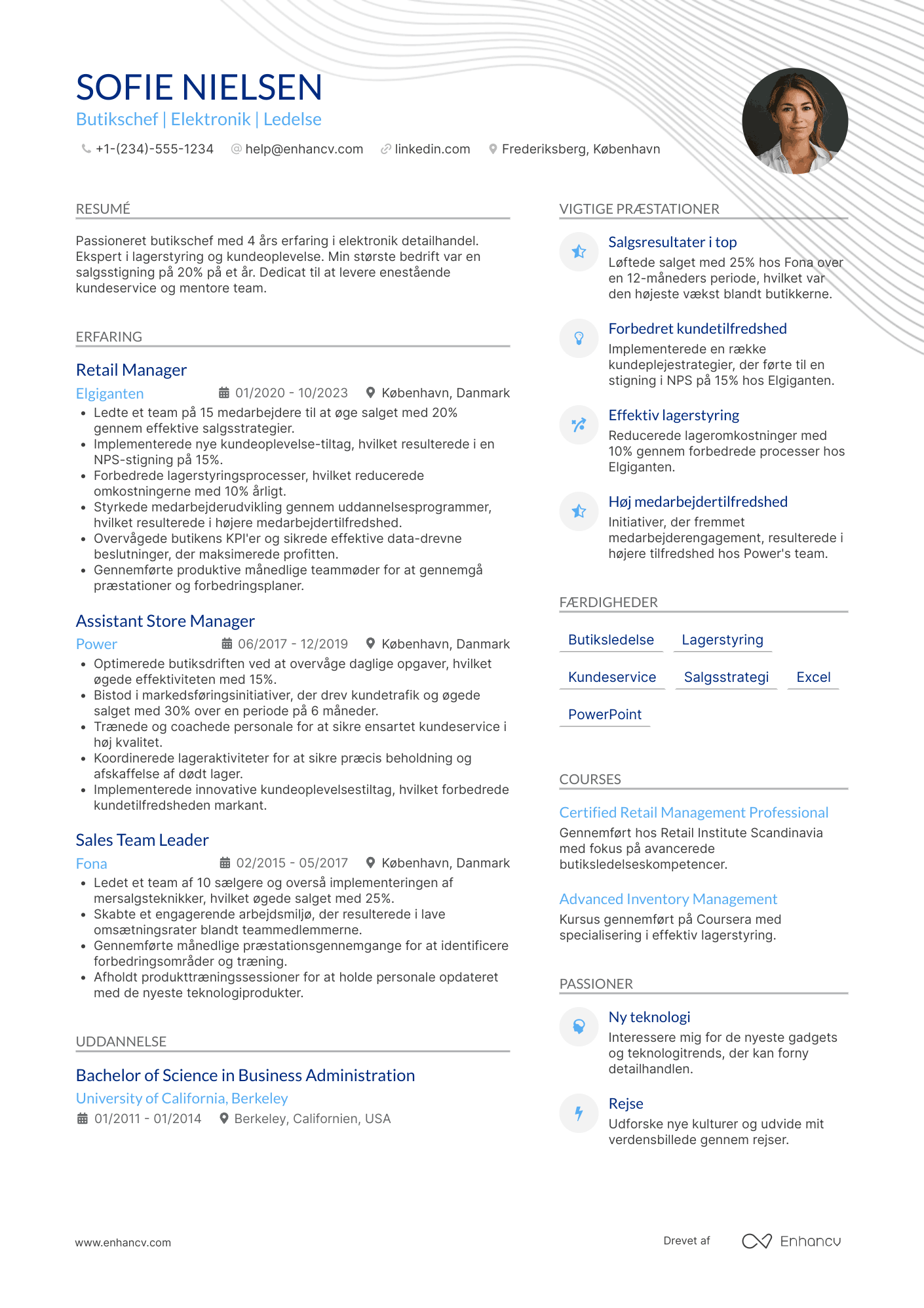 CV til Butikschef – elektronik Resume Example