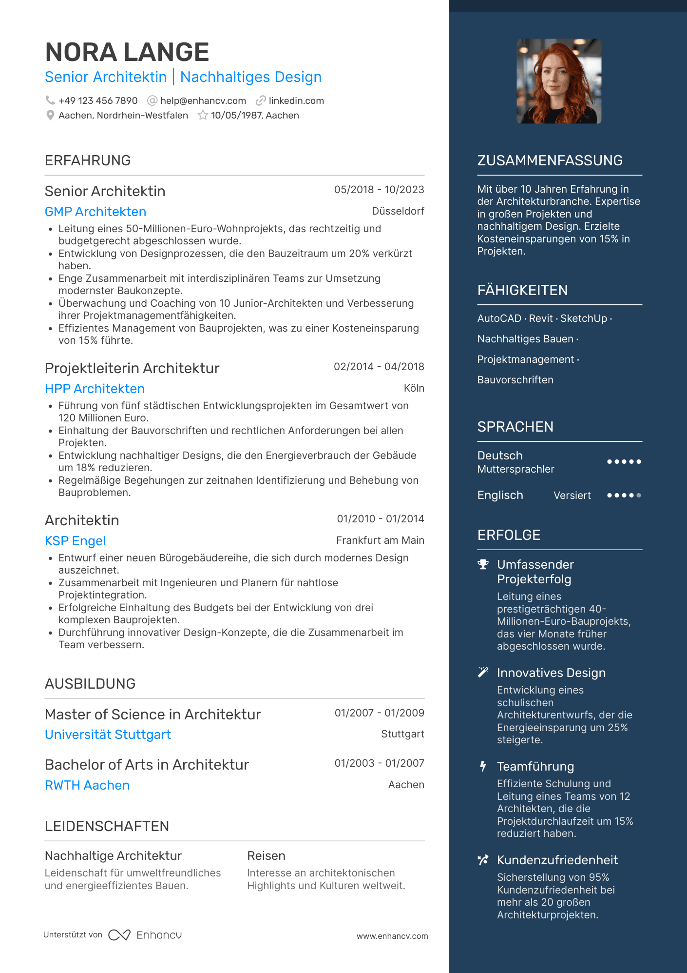 Lebenslauf als Senior Architekt Resume Example