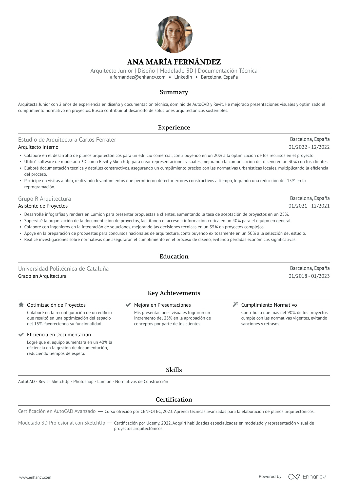 Arquitecto Junior Resume Example