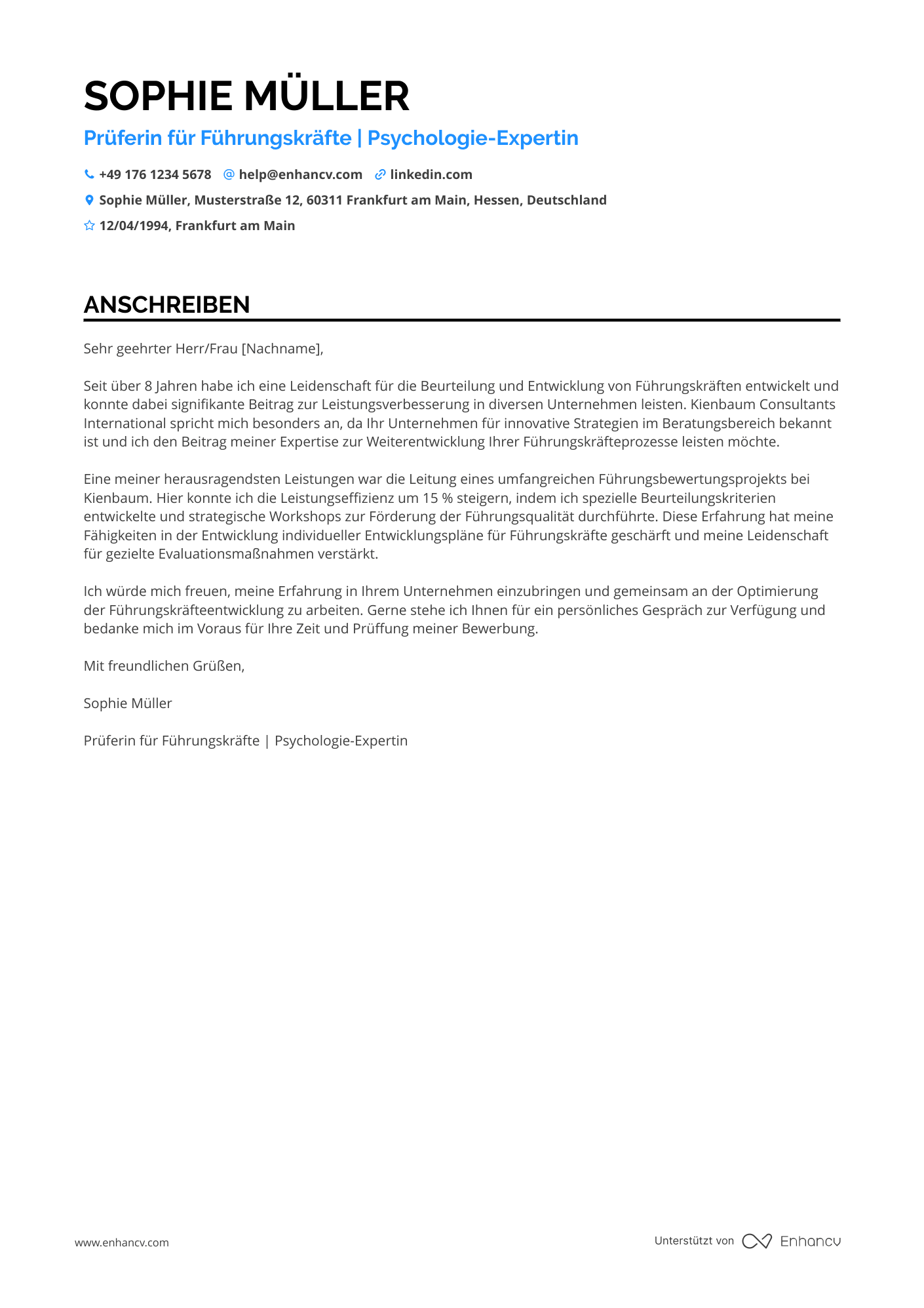 Prüfer für Führungskräfte Resume Example