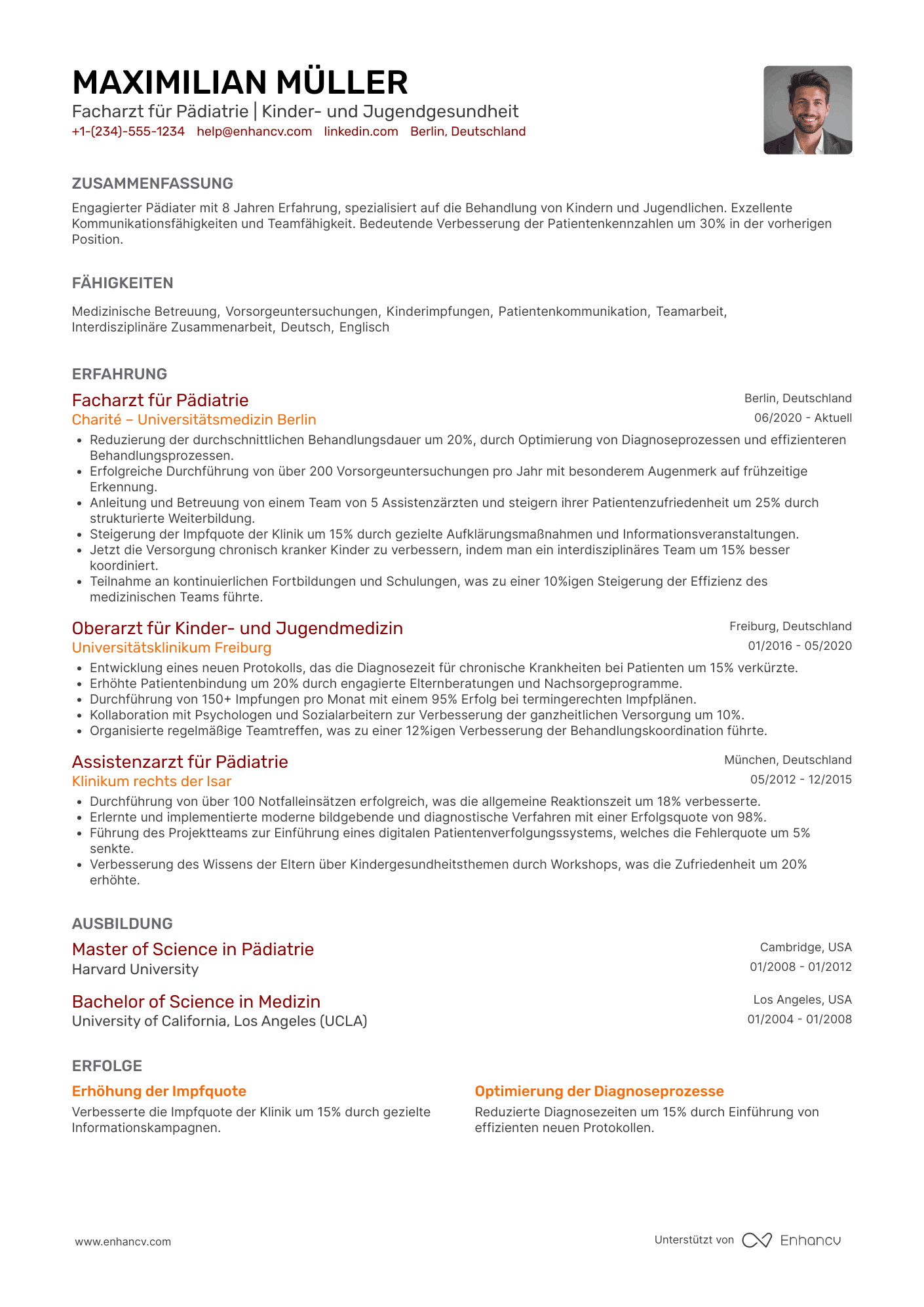 Lebenslauf Arzt Pädiatrie Resume Example