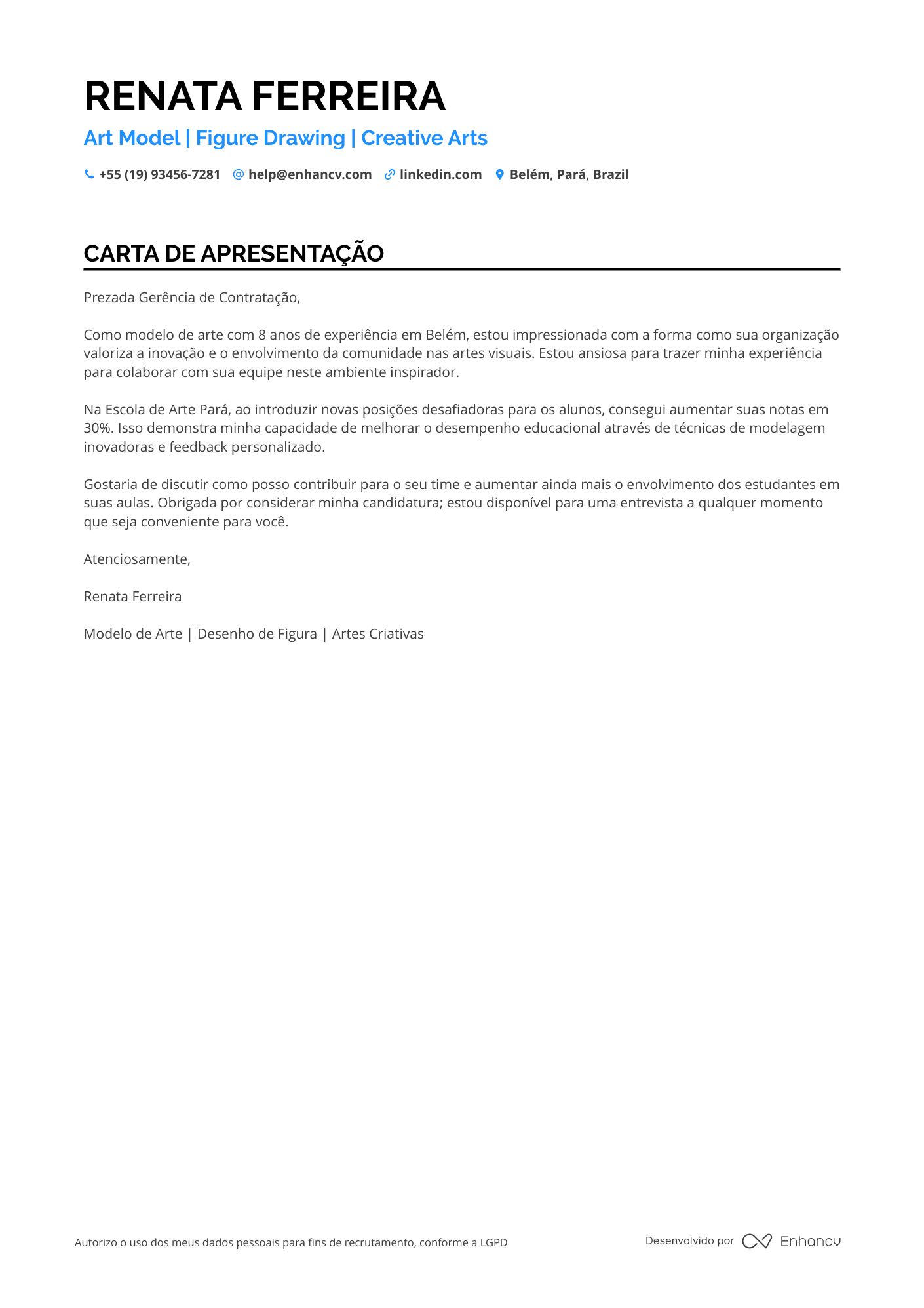 Ator Principal Resume Example