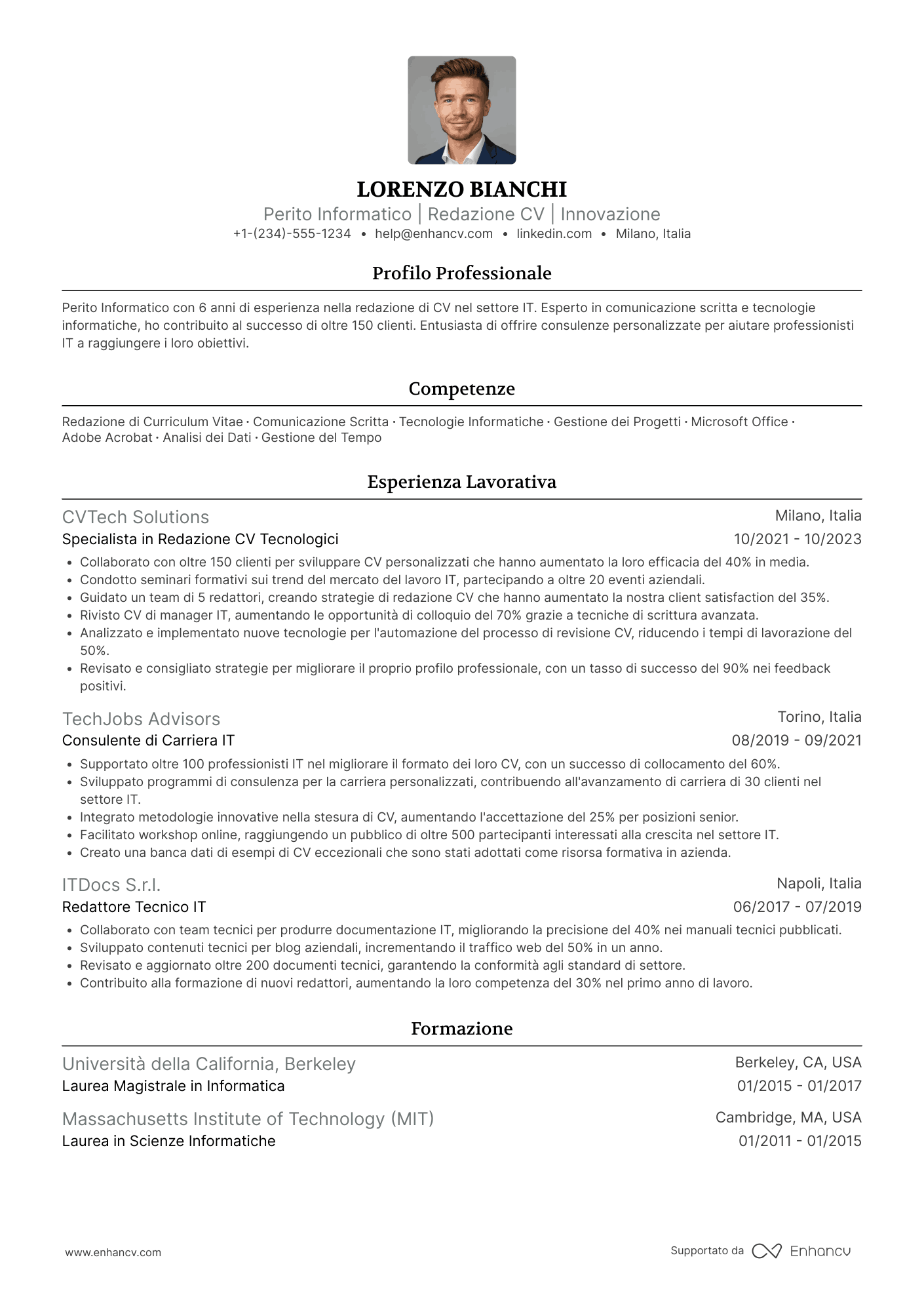 Curriculum vitae perito informatico Resume Example