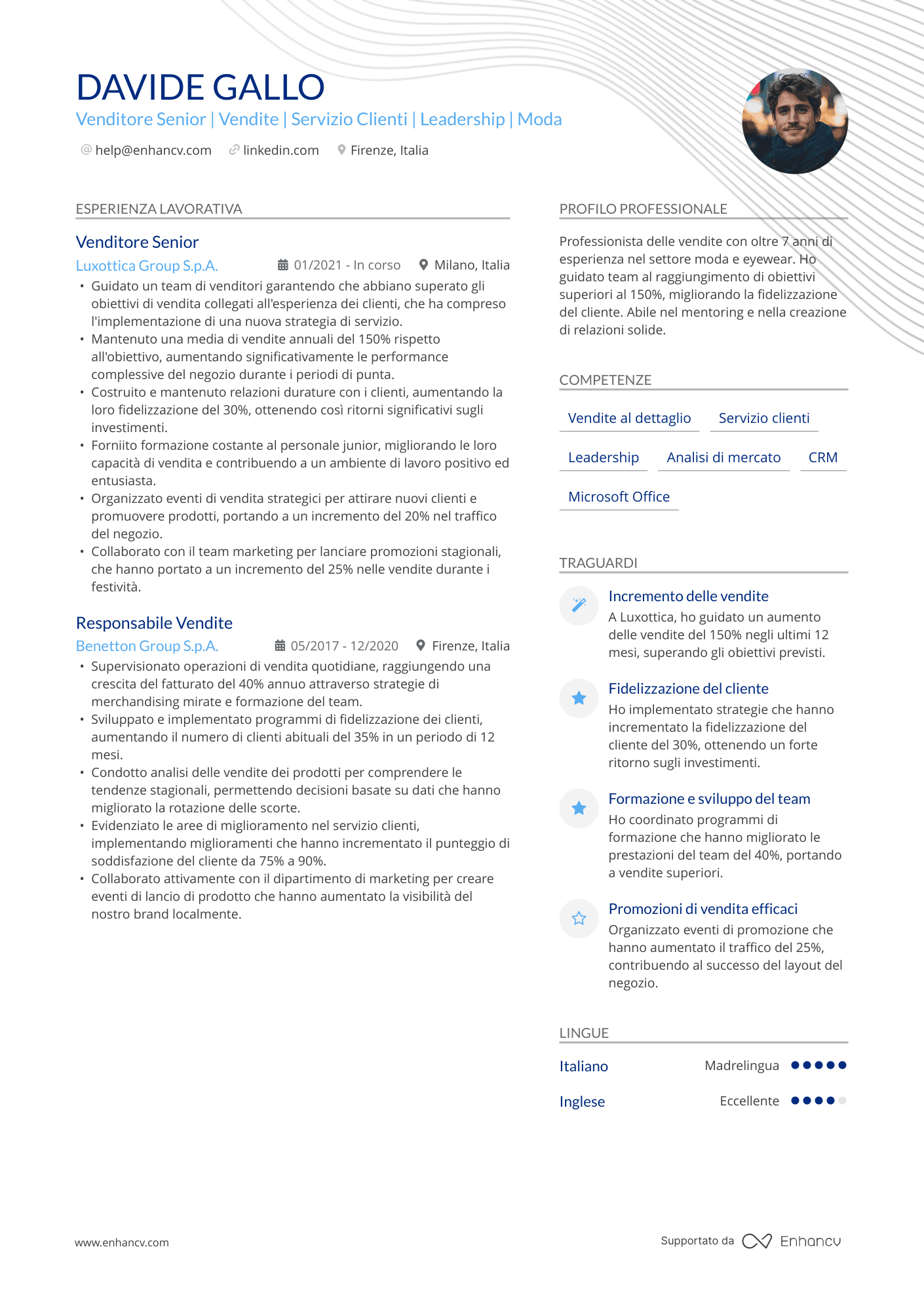 Venditore Senior Resume Example
