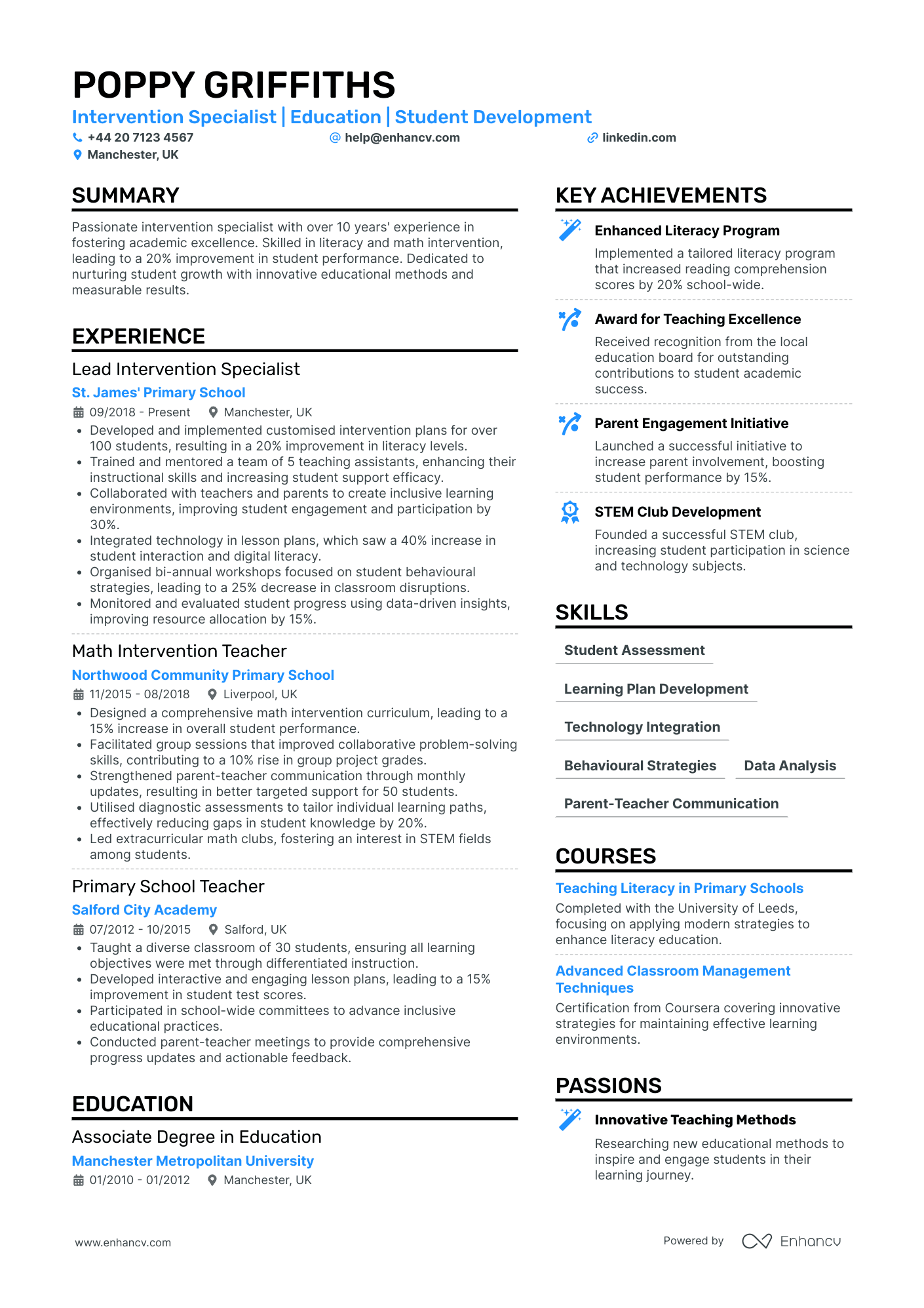 Math Intervention Specialist Resume Example