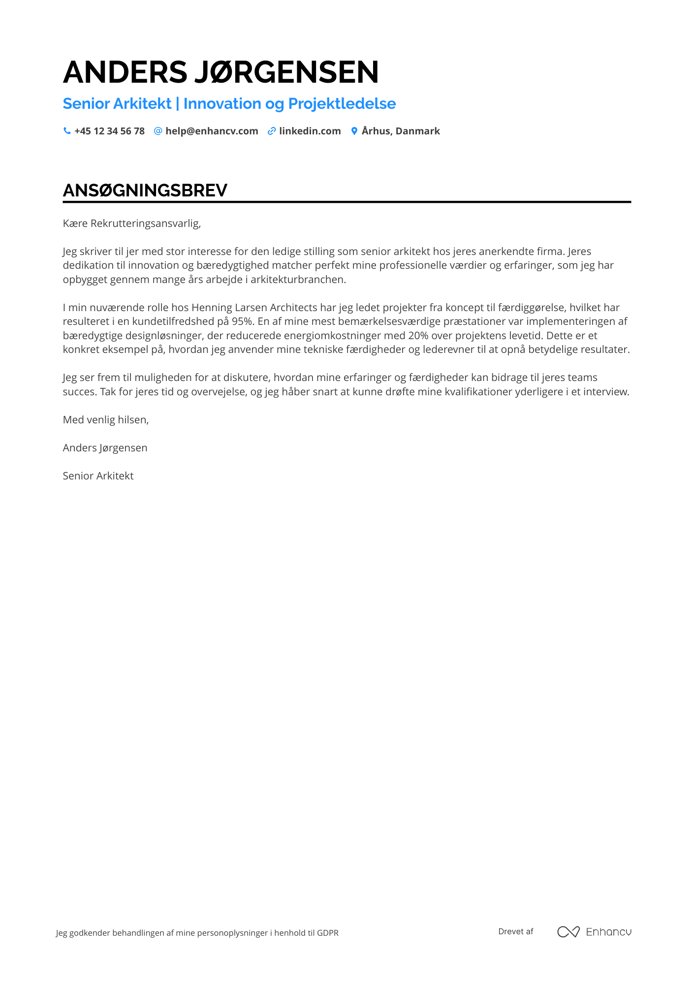 Ansøgningsbrev til Senior Arkitekt Resume Example