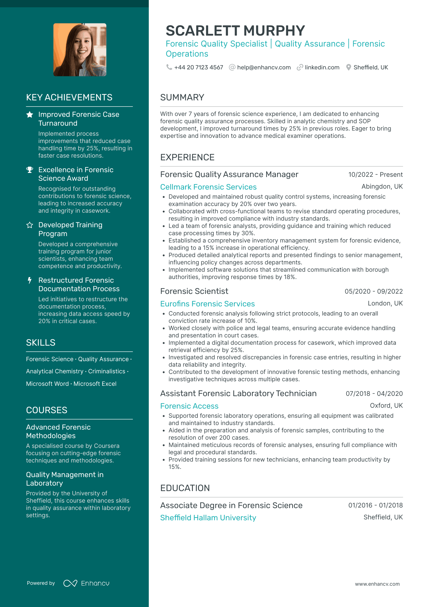 Forensic Audit Specialist Resume Example