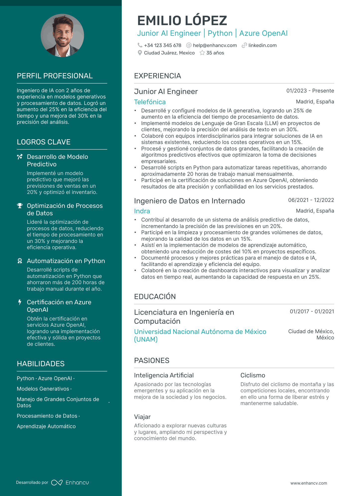 Ingeniero Civil Junior Resume Example