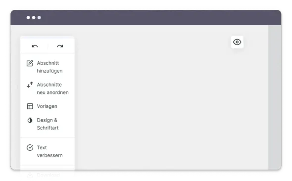 Enhancv Editor im Hintergrund