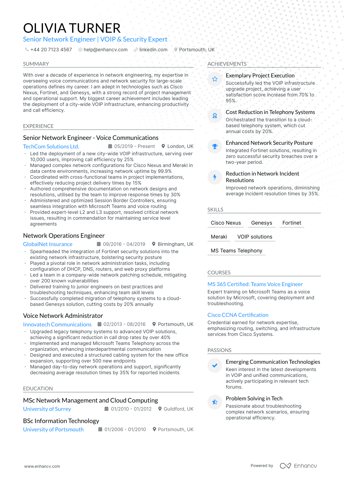 Network Engineer CV Examples & Guide for 2025