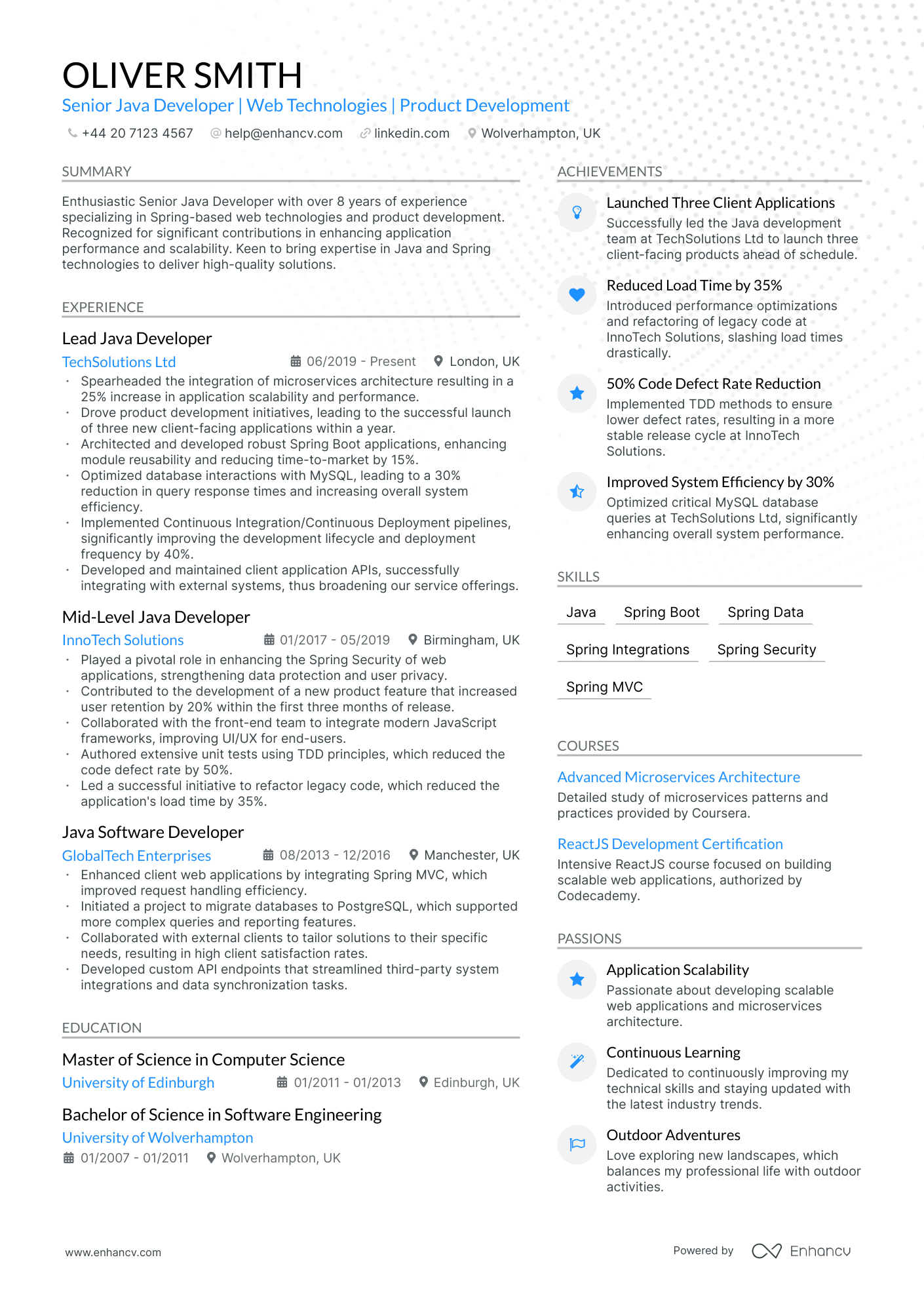 Java Developer CV Examples & Guide for 2025